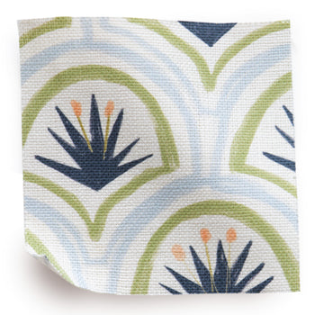 Art Deco Palm Pattern Printed Linen Swatch