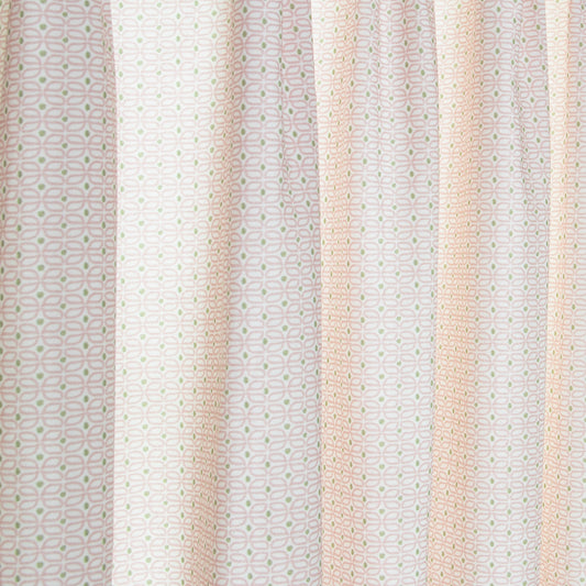 close up of Pink Geometric Printed Cotton curtain 