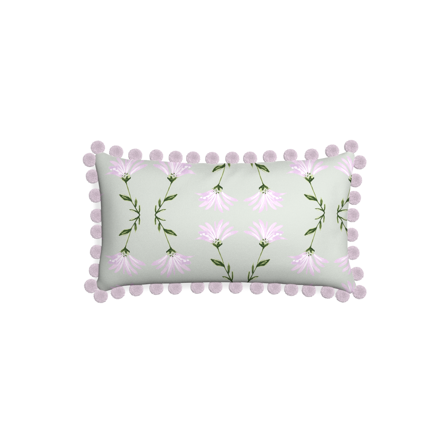 Lumbar marina sage custom pillow with l on white background