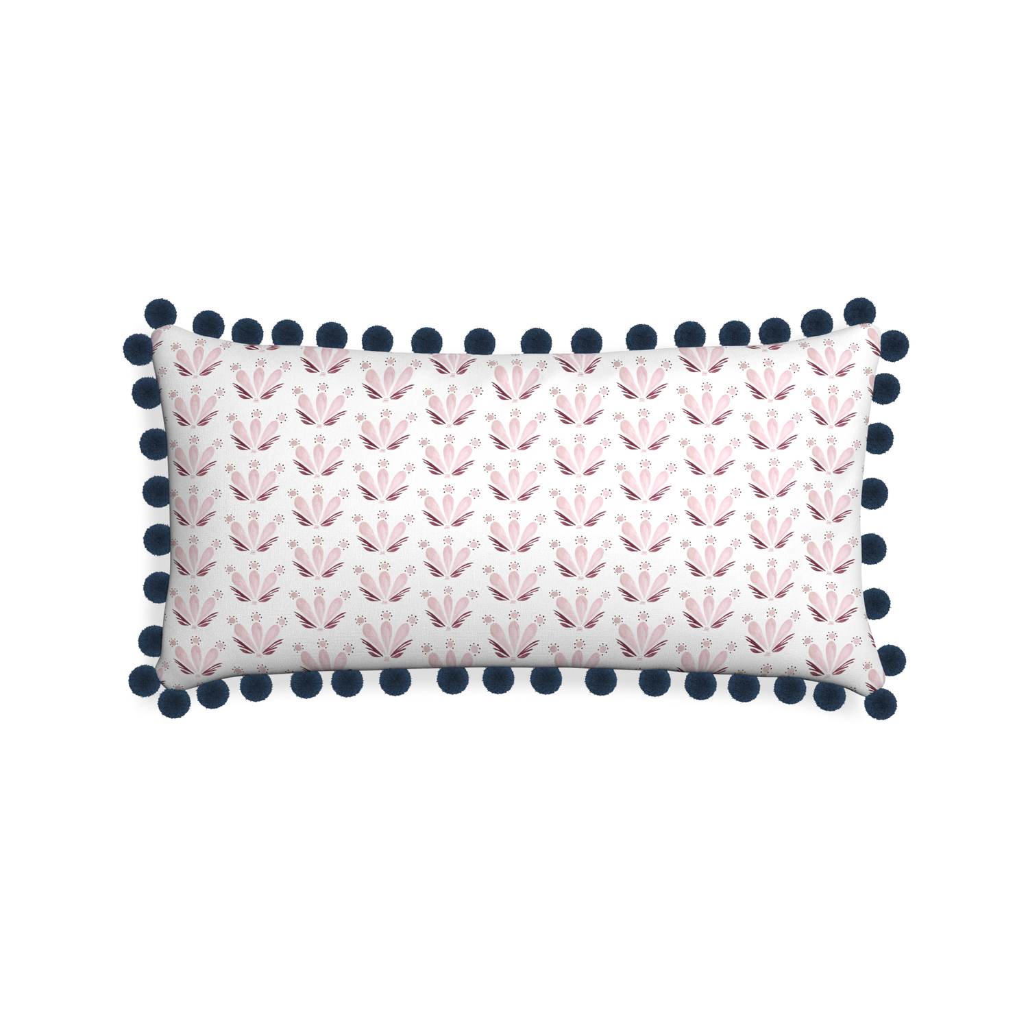 Midi-lumbar serena pink custom pink & burgundy drop repeat floralpillow with c on white background