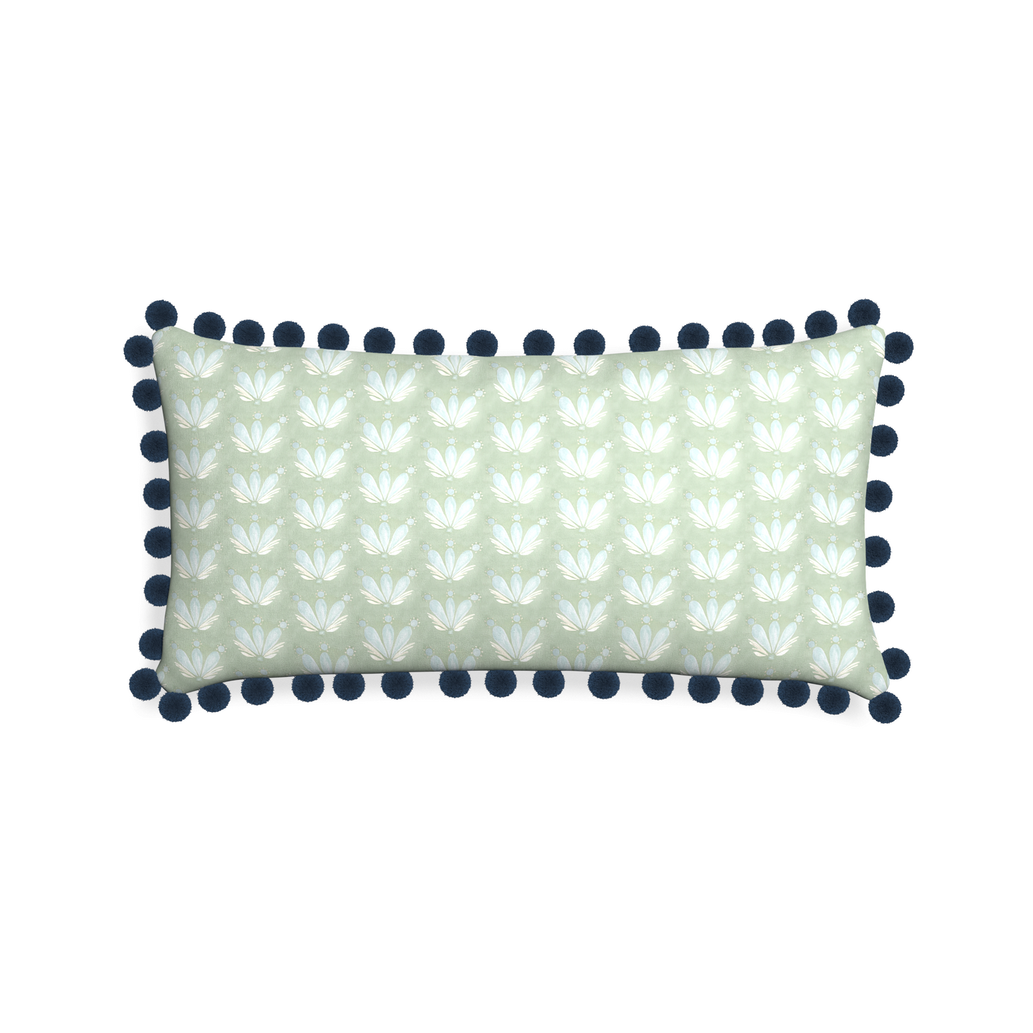 Midi-lumbar serena sea salt custom blue & green floral drop repeatpillow with c on white background