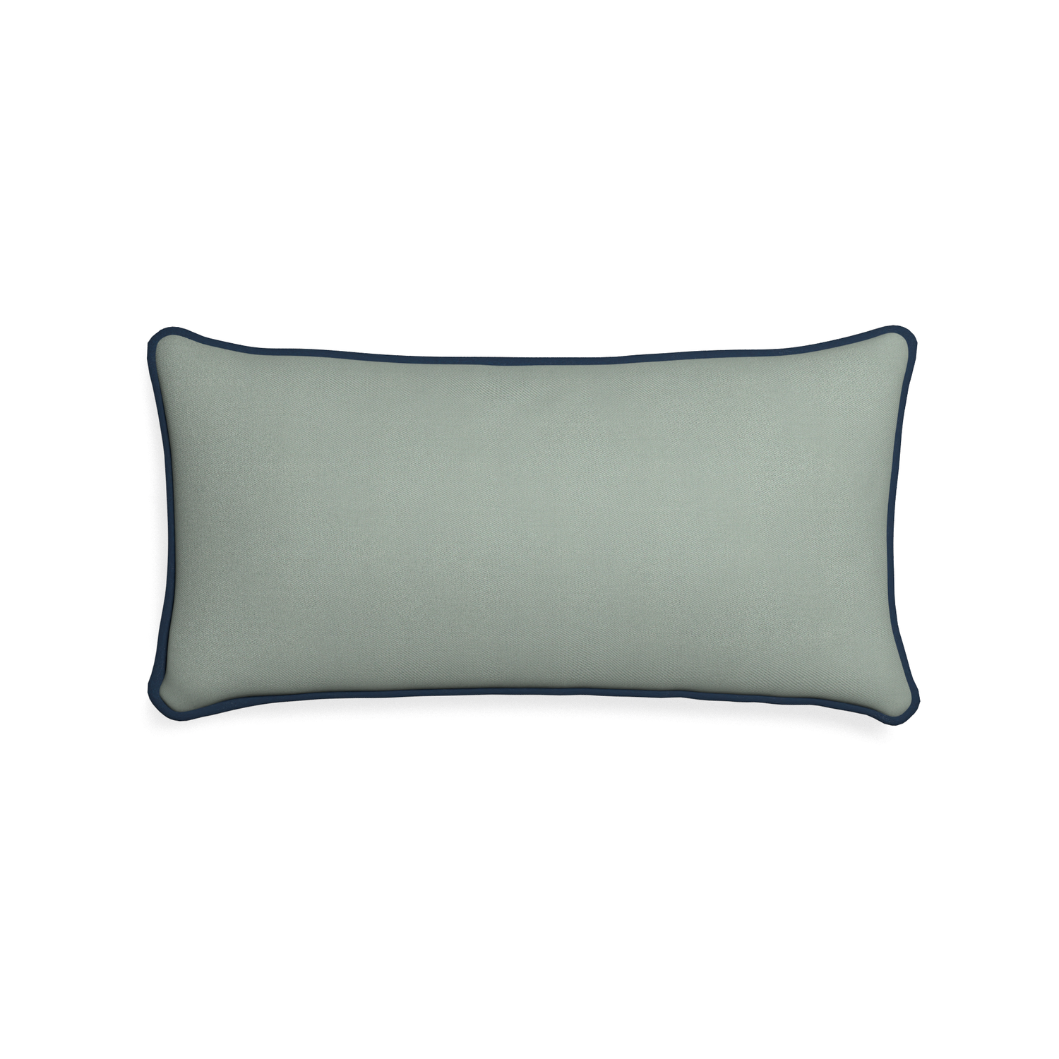 Midi-lumbar sage custom sage green cottonpillow with c piping on white background