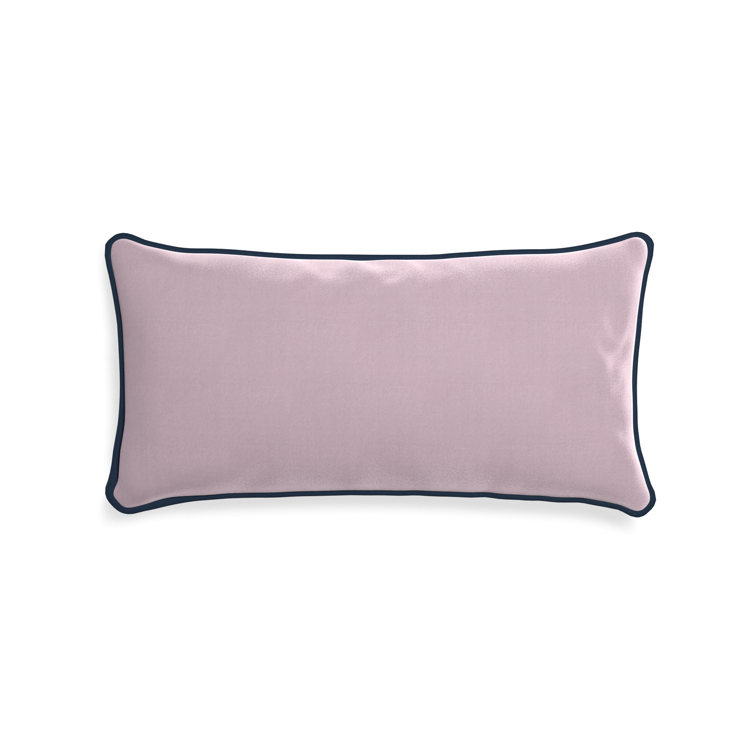 Midi-lumbar lilac velvet custom lilacpillow with c piping on white background