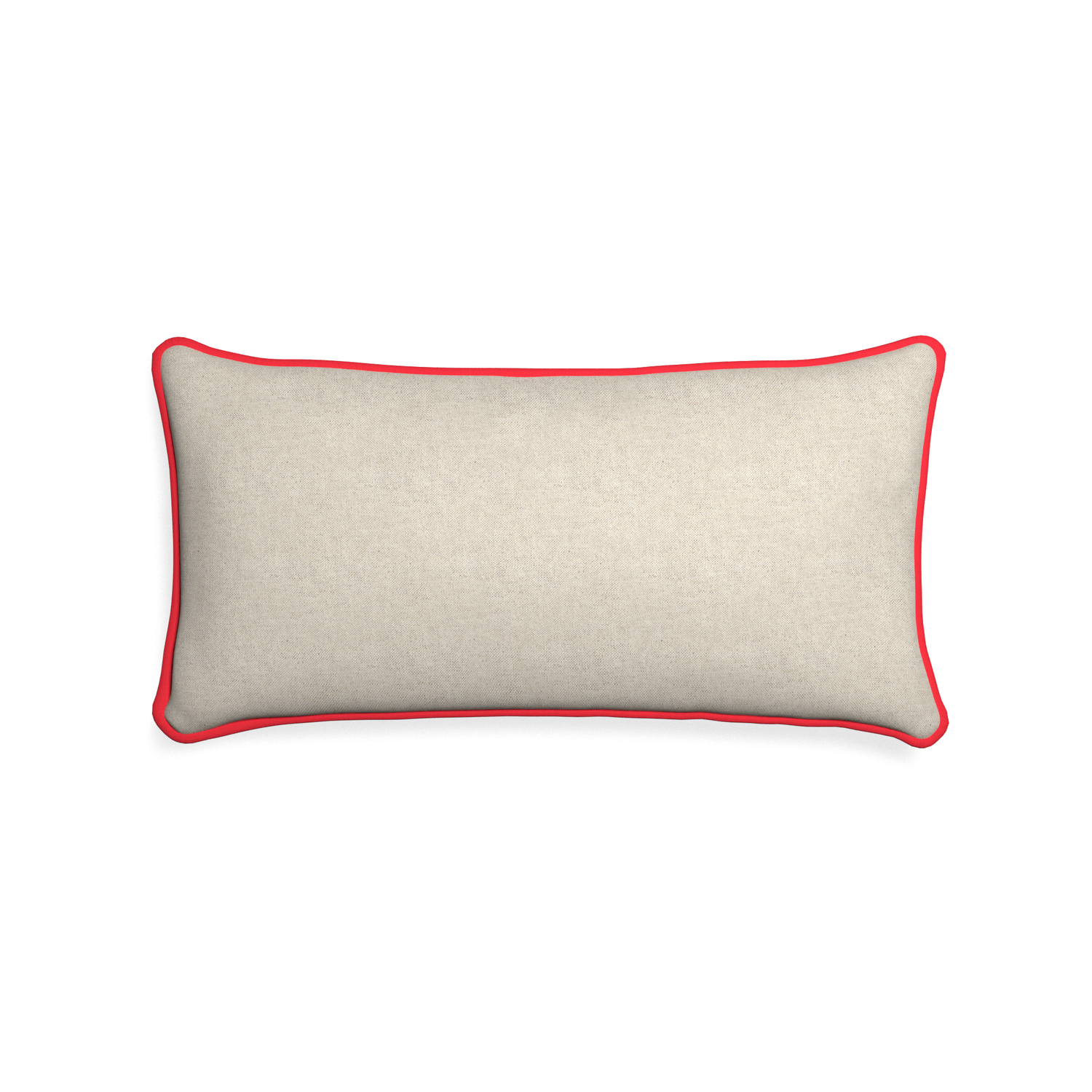 Midi-lumbar oat custom light brownpillow with cherry piping on white background