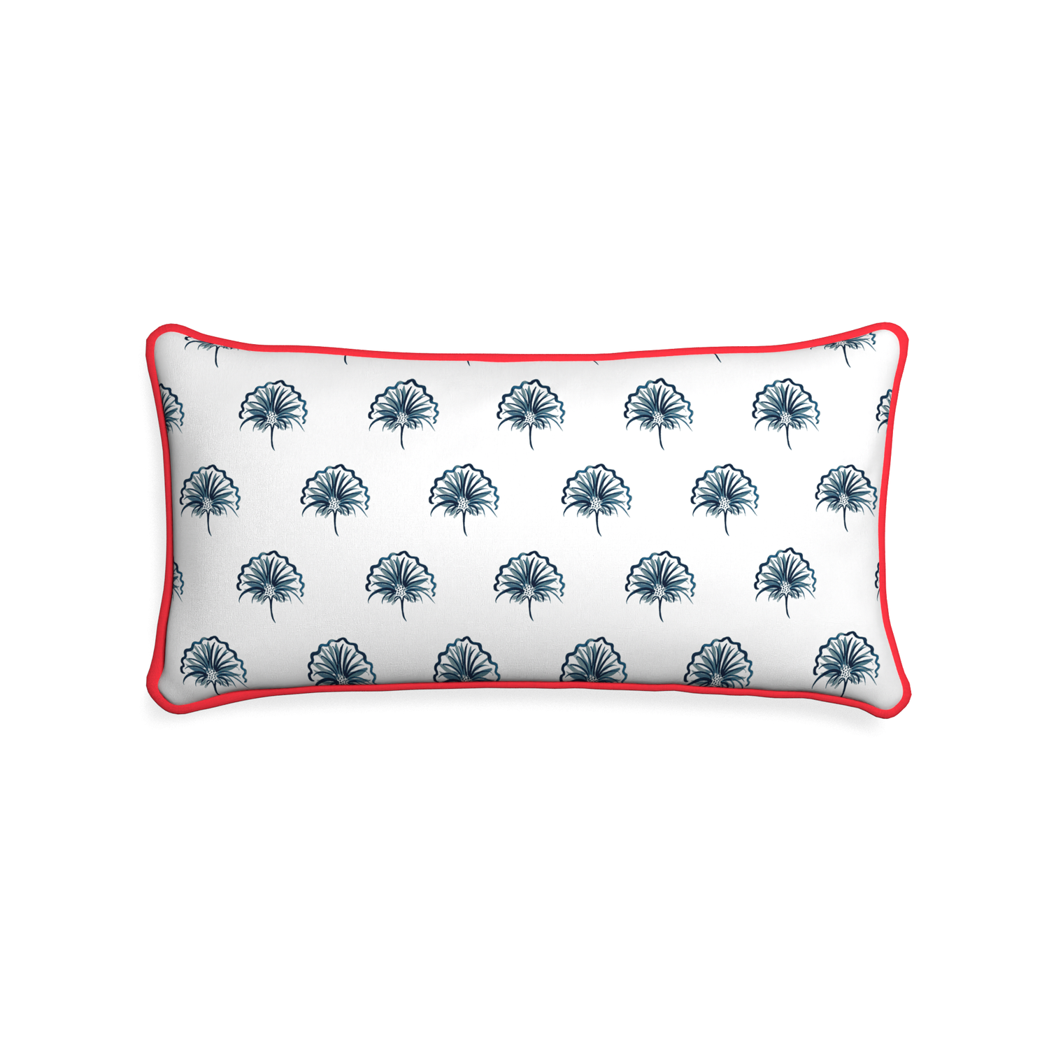 Midi-lumbar penelope midnight custom floral navypillow with cherry piping on white background