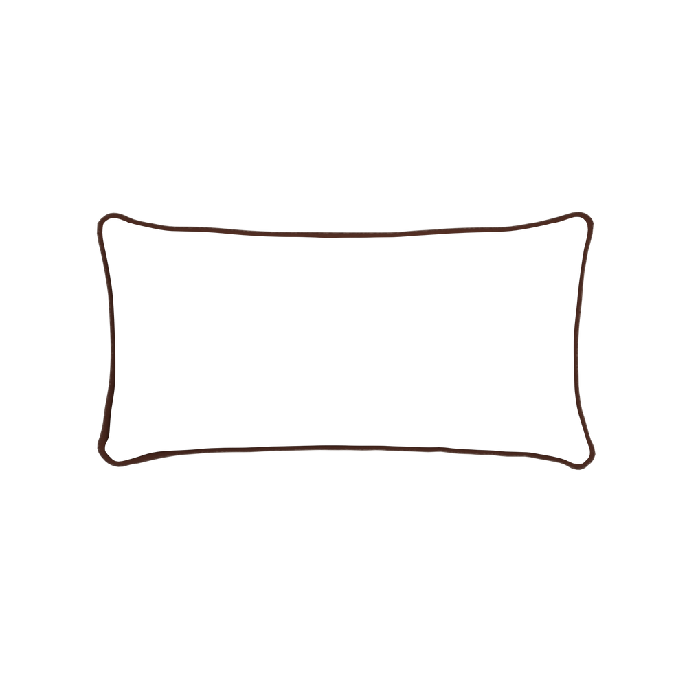 Midi-lumbar quinn chestnut custom pillow with c piping on white background