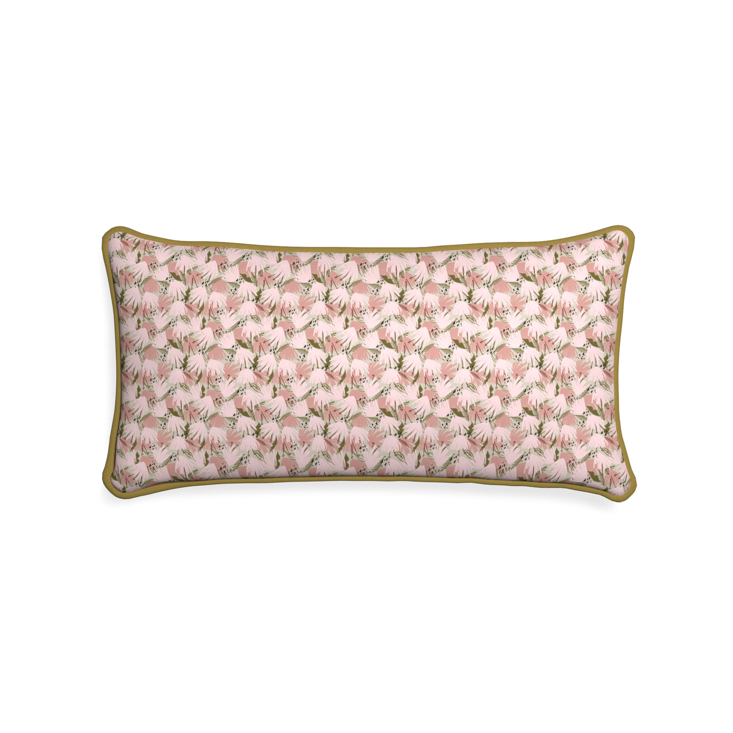 Midi-lumbar eden pink custom pink floralpillow with c piping on white background