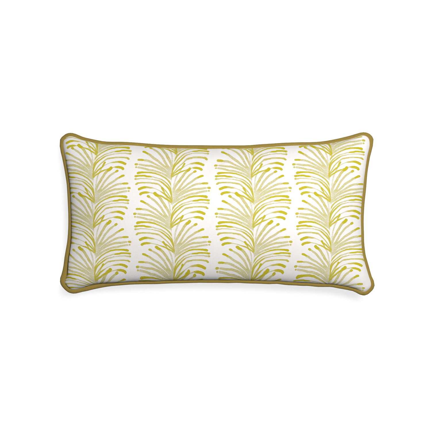 Midi-lumbar emma chartreuse custom yellow stripe chartreusepillow with c piping on white background