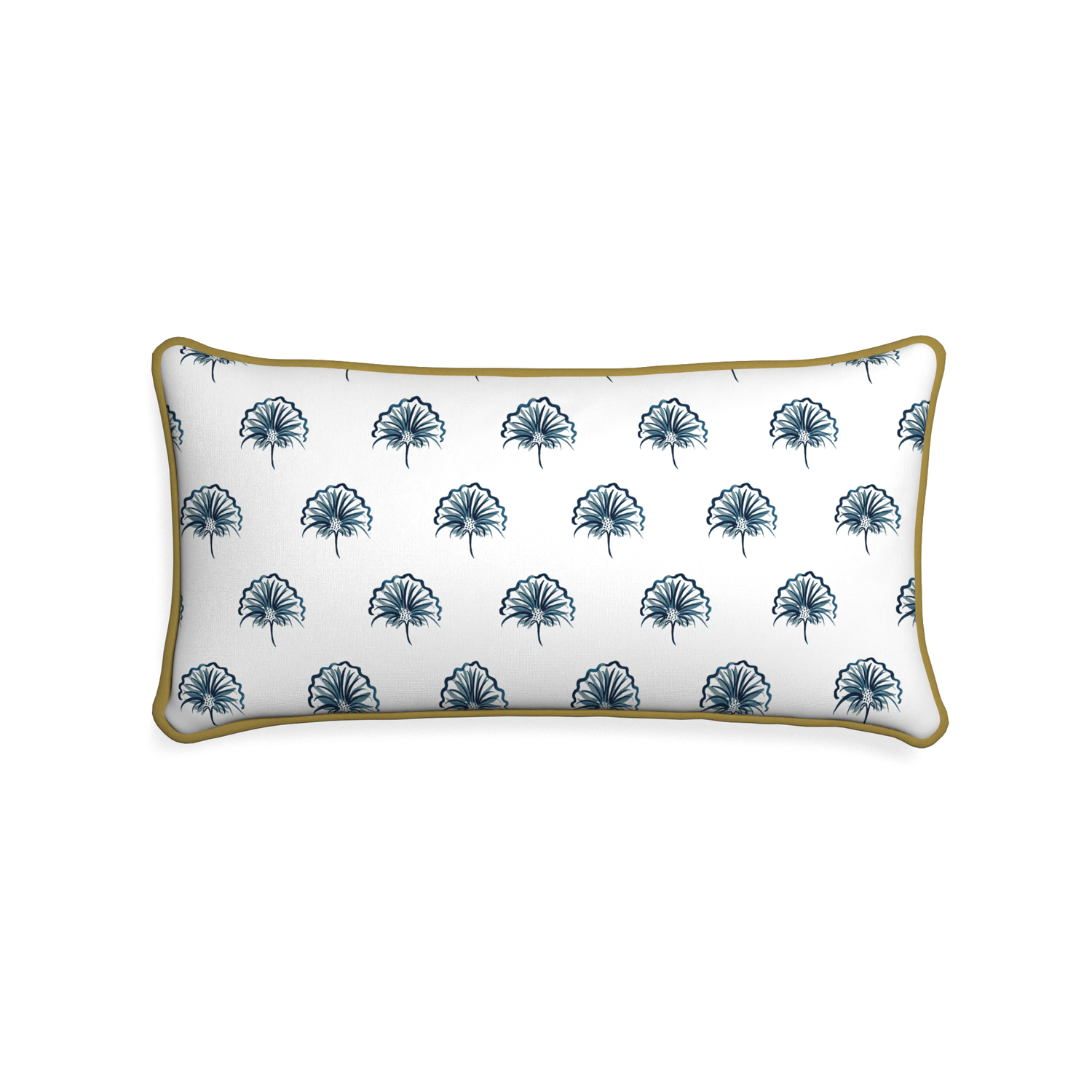 Midi-lumbar penelope midnight custom floral navypillow with c piping on white background