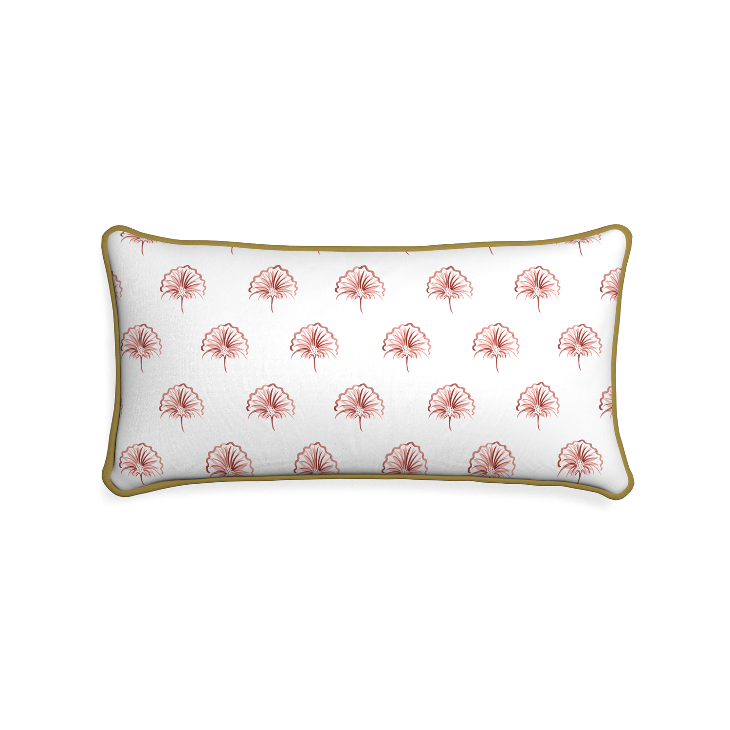 Midi-lumbar penelope rose custom floral pinkpillow with c piping on white background