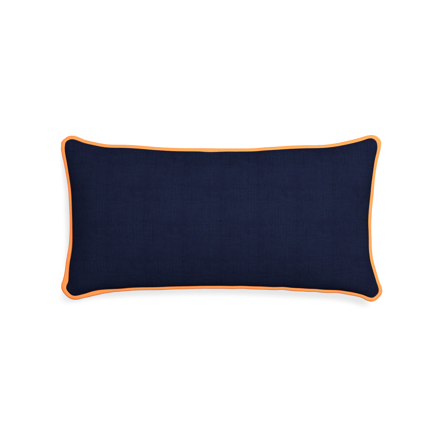 Midi-lumbar midnight custom navy bluepillow with clementine piping on white background