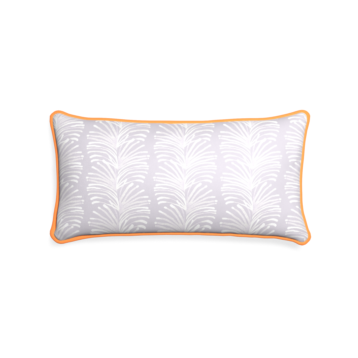 Midi-lumbar emma lavender custom lavender botanical stripepillow with clementine piping on white background