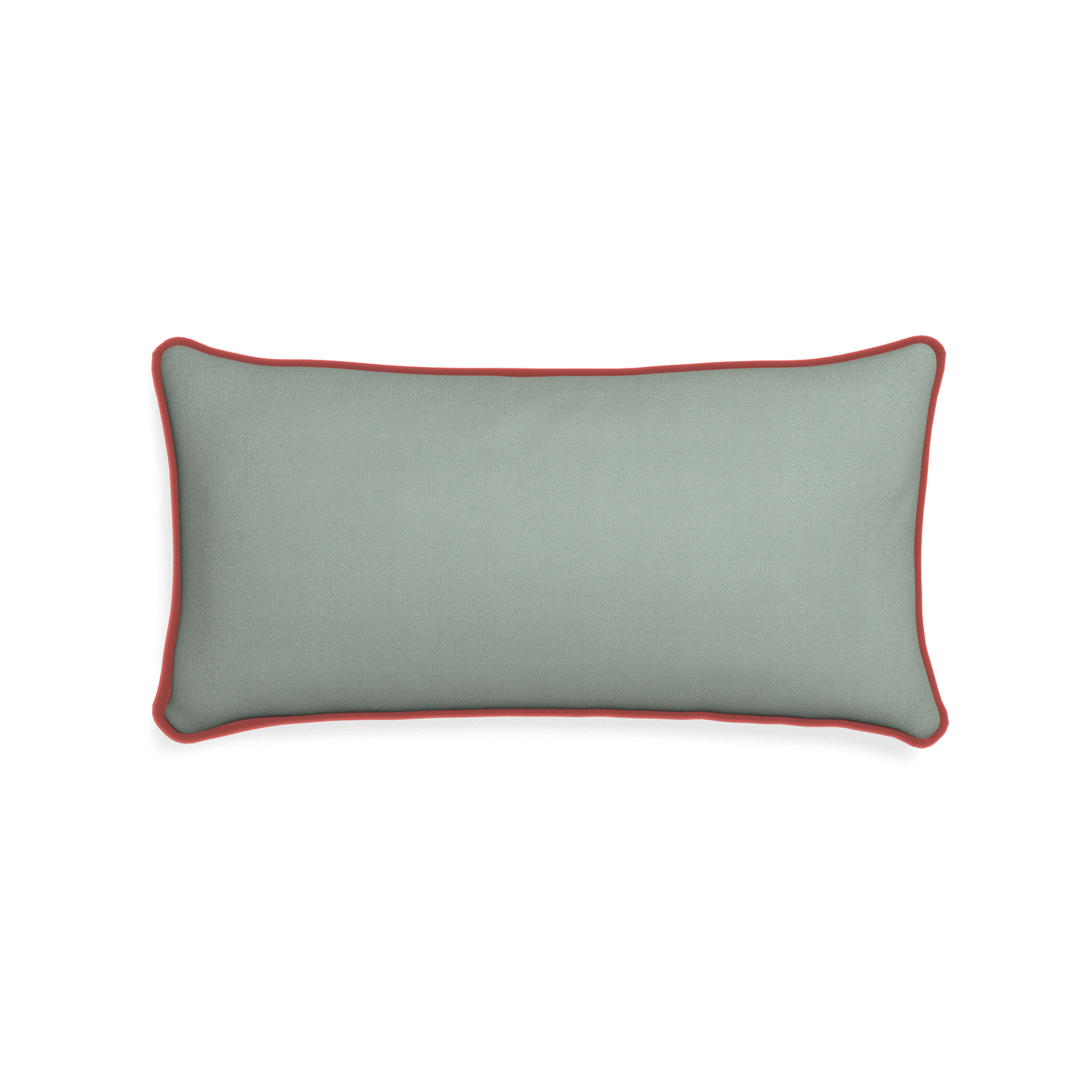 Midi-lumbar sage custom sage green cottonpillow with c piping on white background