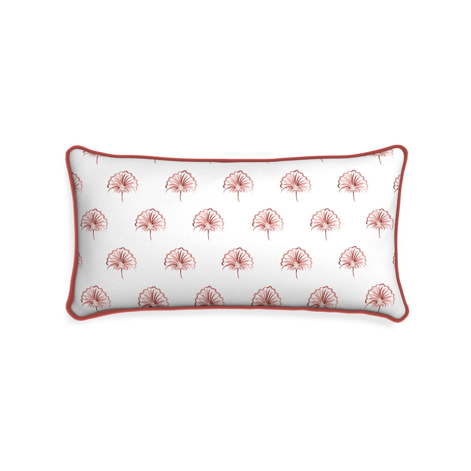 Midi-lumbar penelope rose custom floral pinkpillow with c piping on white background
