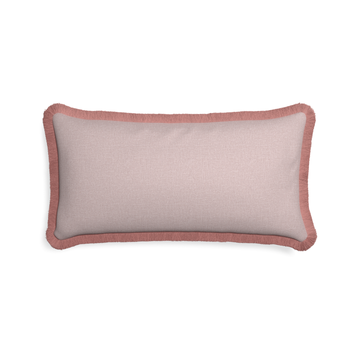 Midi-lumbar orchid custom mauve pinkpillow with d fringe on white background