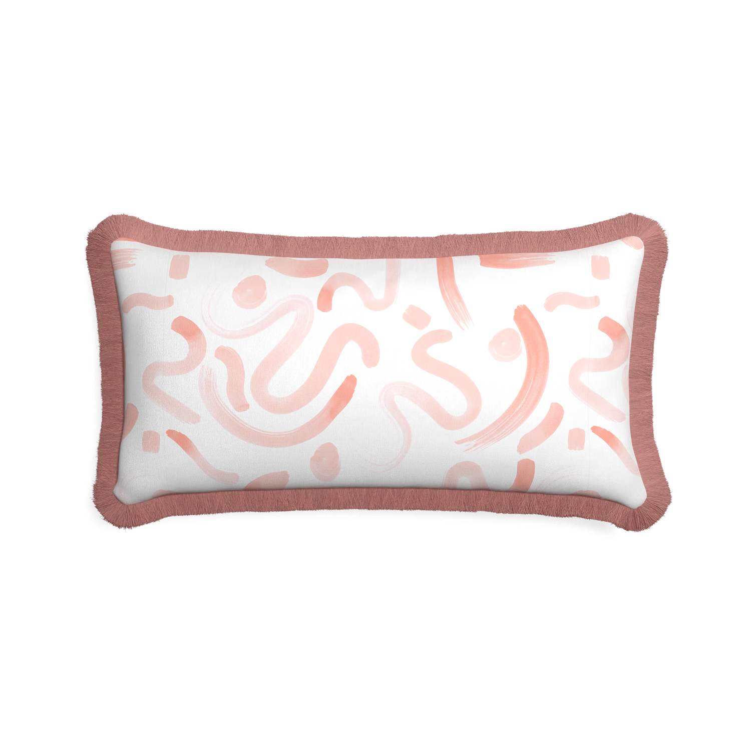 Midi-lumbar hockney pink custom pink graphicpillow with d fringe on white background