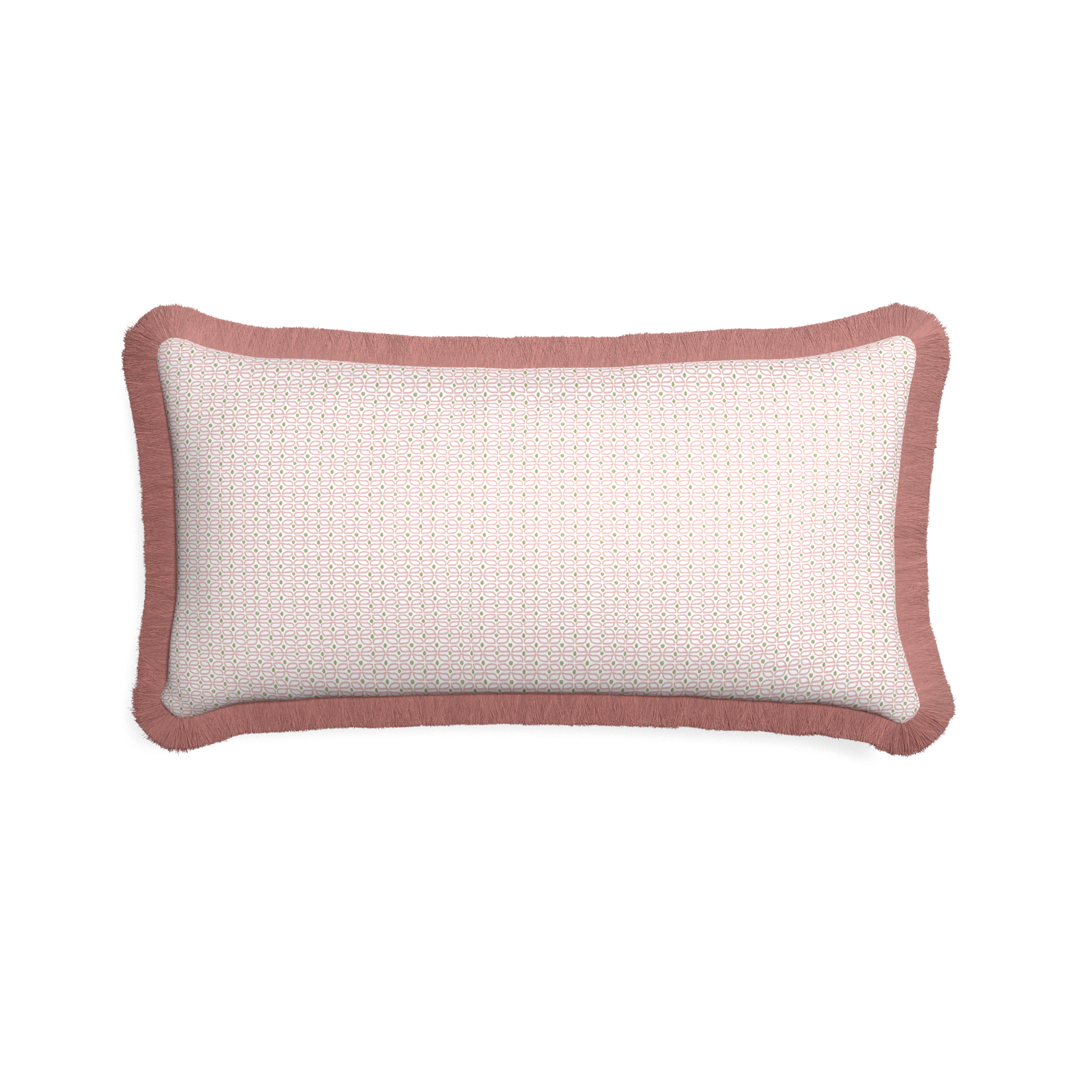 Midi-lumbar loomi pink custom pink geometricpillow with d fringe on white background