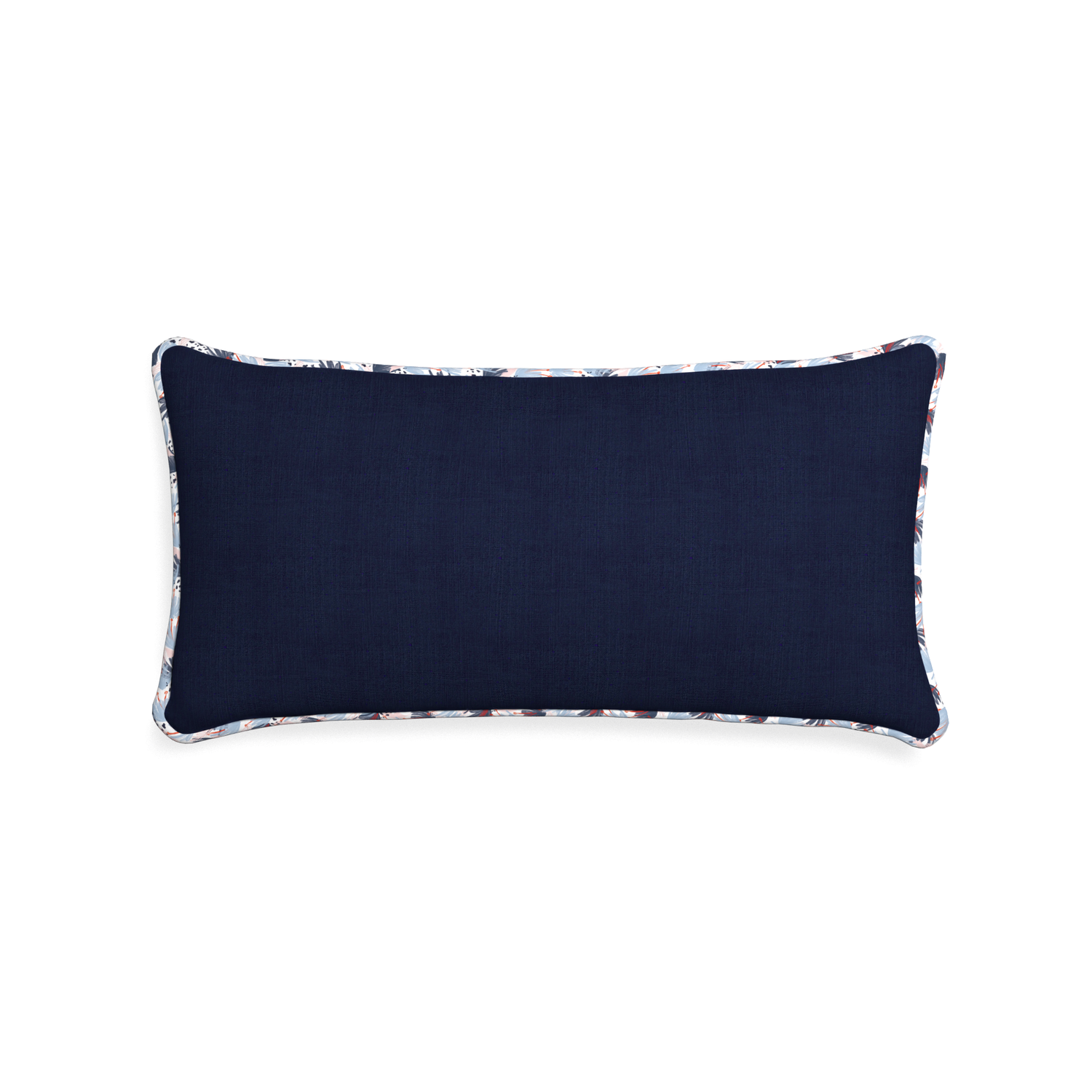 Midi-lumbar midnight custom navy bluepillow with e piping on white background
