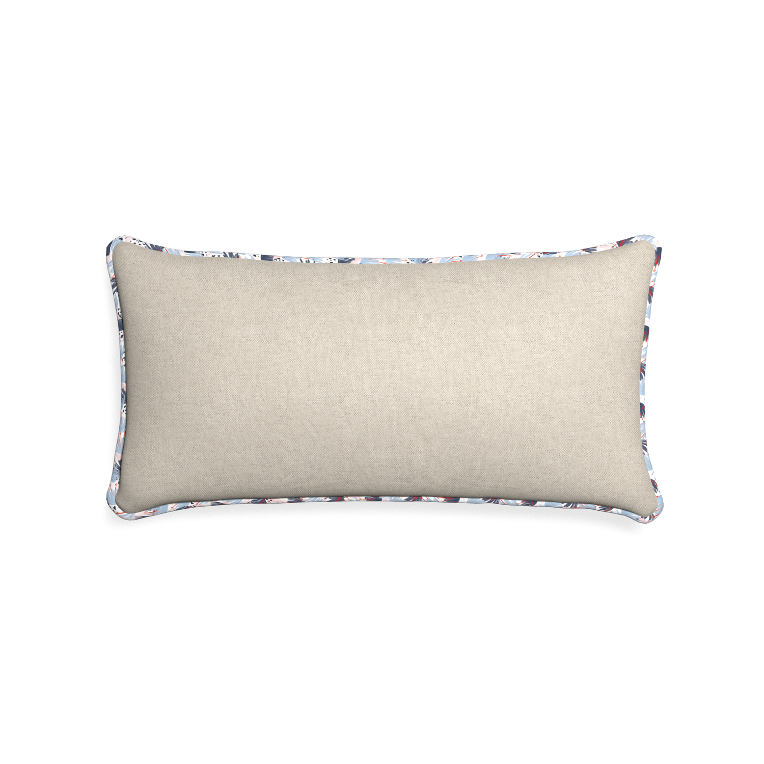 Midi-lumbar oat custom light brownpillow with e piping on white background