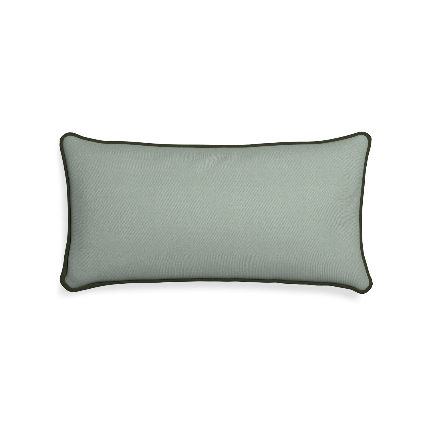 Midi-lumbar sage custom sage green cottonpillow with f piping on white background
