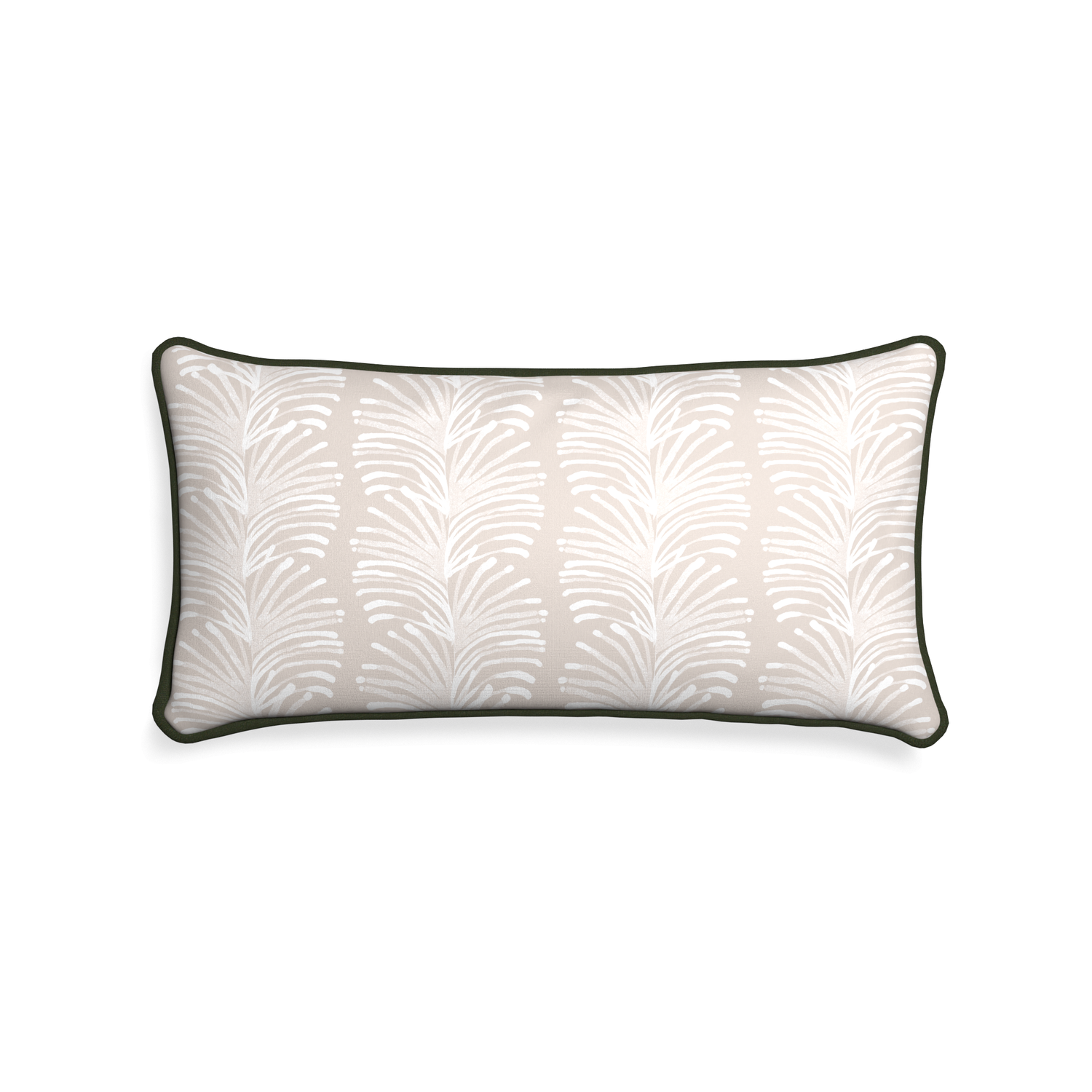 Midi-lumbar emma sand custom sand colored botanical stripepillow with f piping on white background