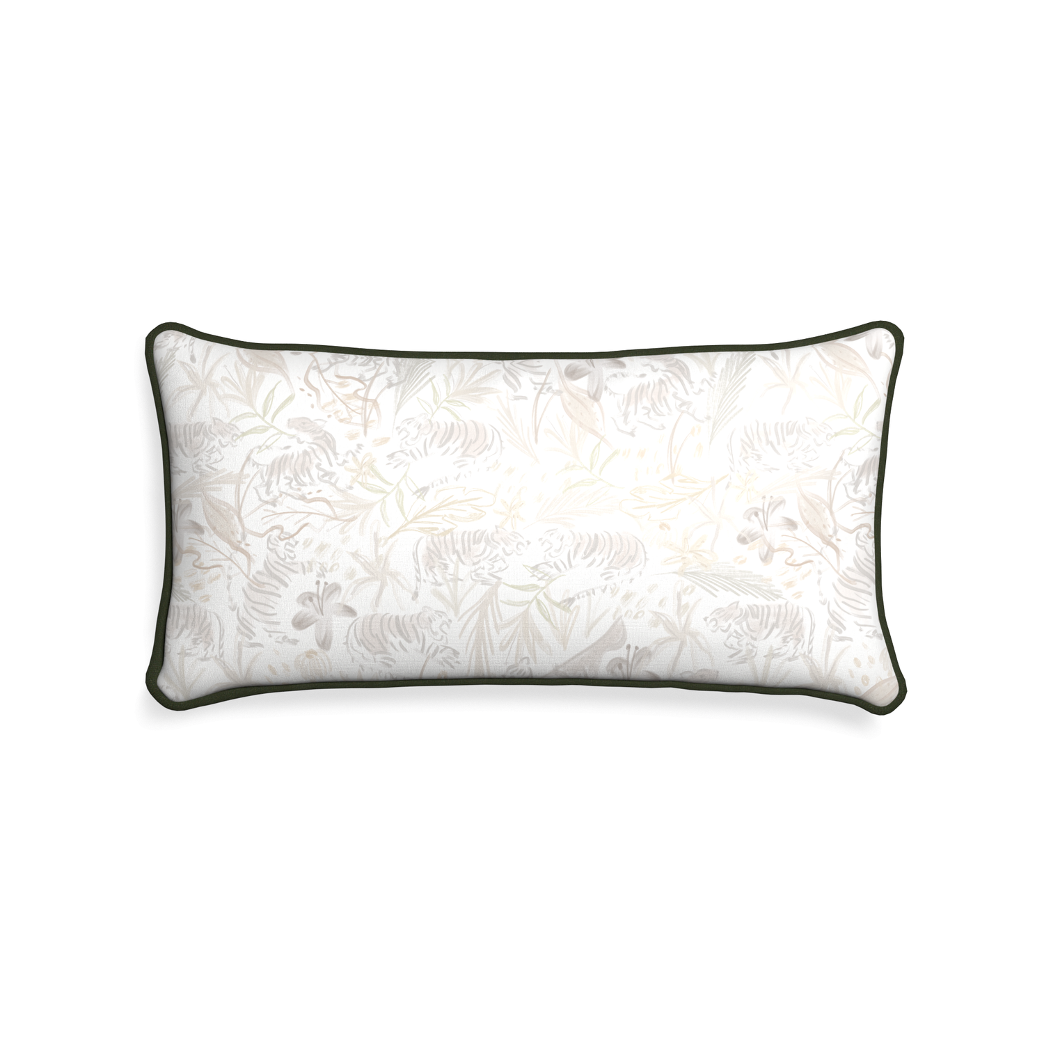 Midi-lumbar frida sand custom beige chinoiserie tigerpillow with f piping on white background