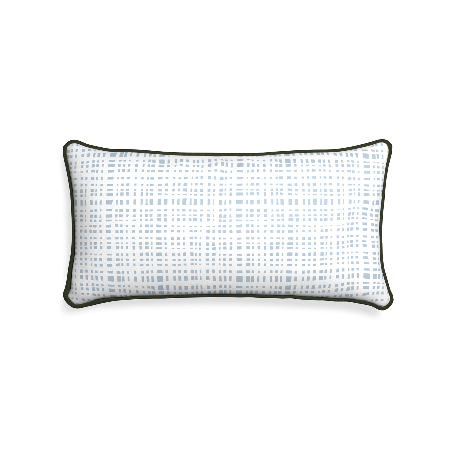 Midi-lumbar ginger custom plaid sky bluepillow with f piping on white background