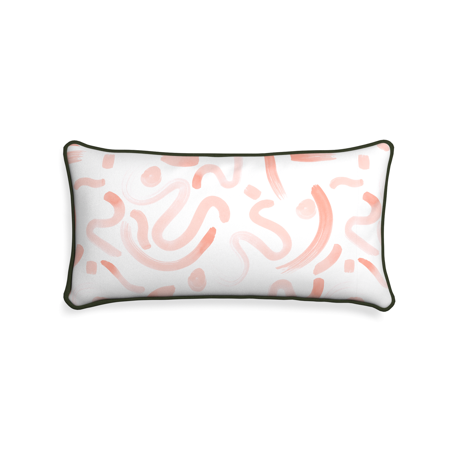 Midi-lumbar hockney pink custom pink graphicpillow with f piping on white background