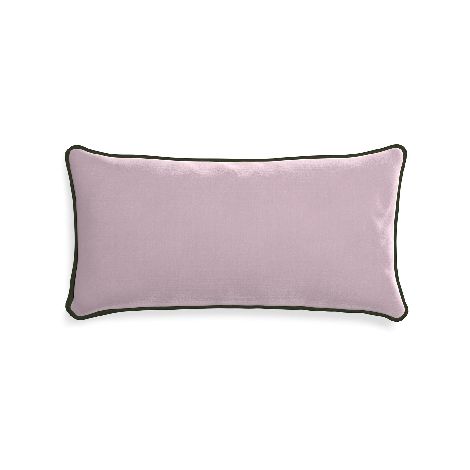 Midi-lumbar lilac velvet custom lilacpillow with f piping on white background