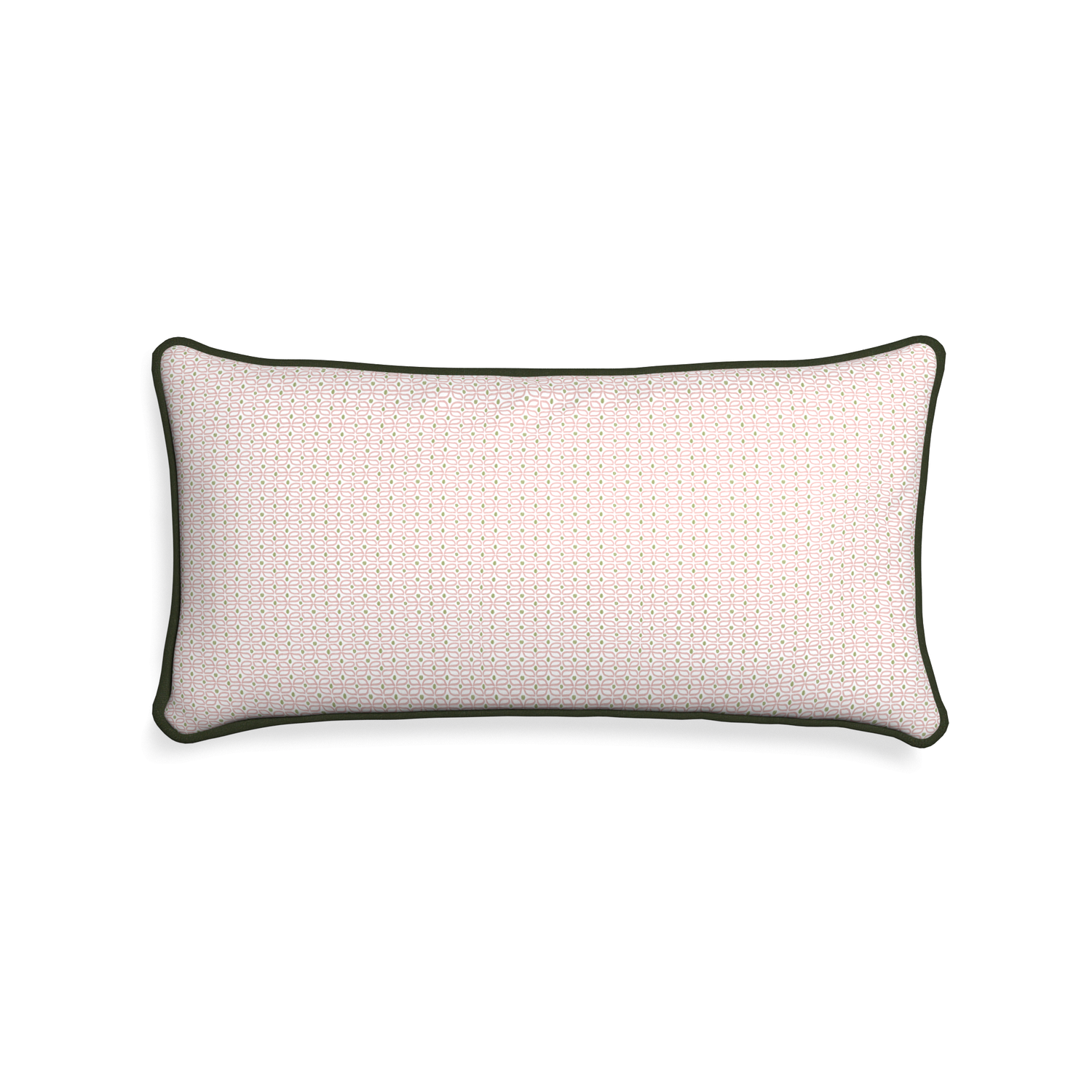 Midi-lumbar loomi pink custom pink geometricpillow with f piping on white background