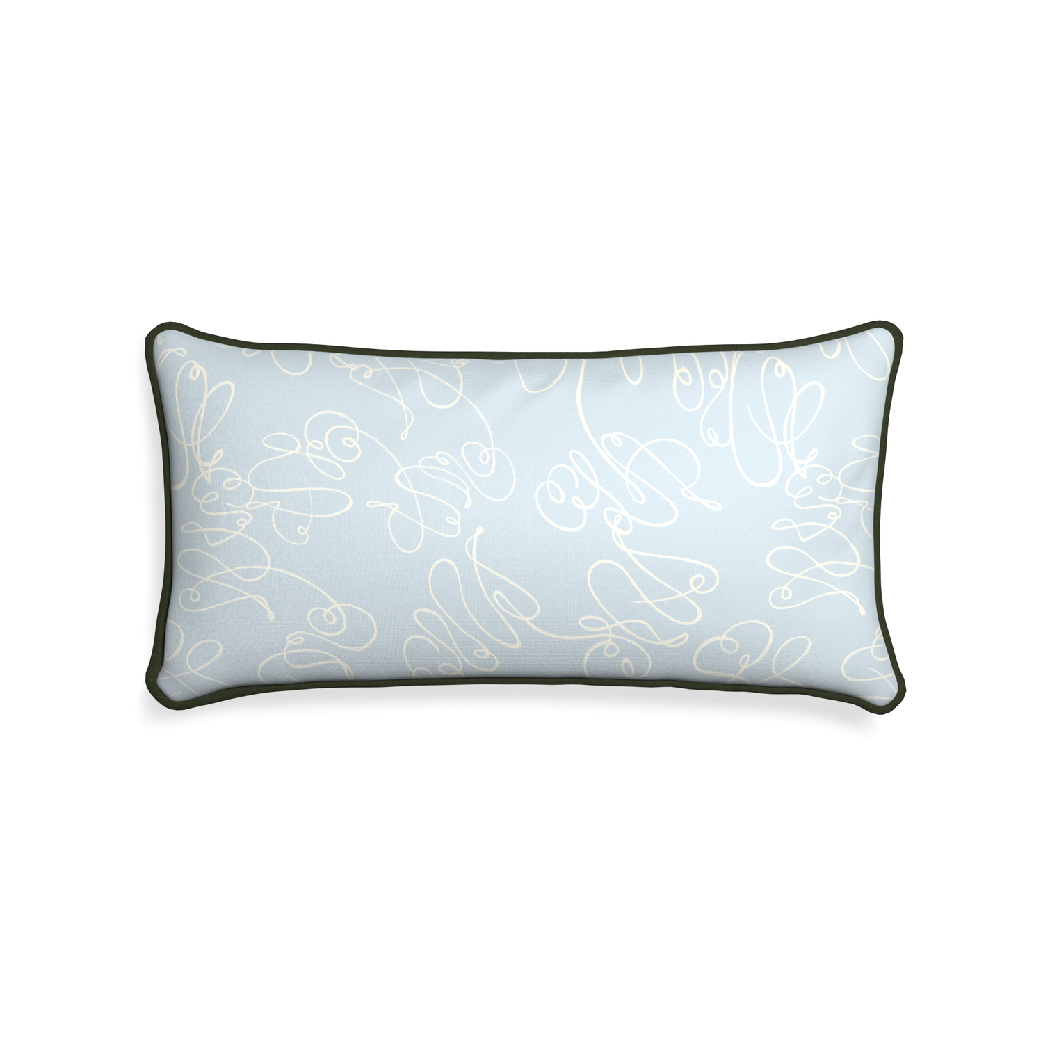 Midi-lumbar mirabella custom powder blue abstractpillow with f piping on white background