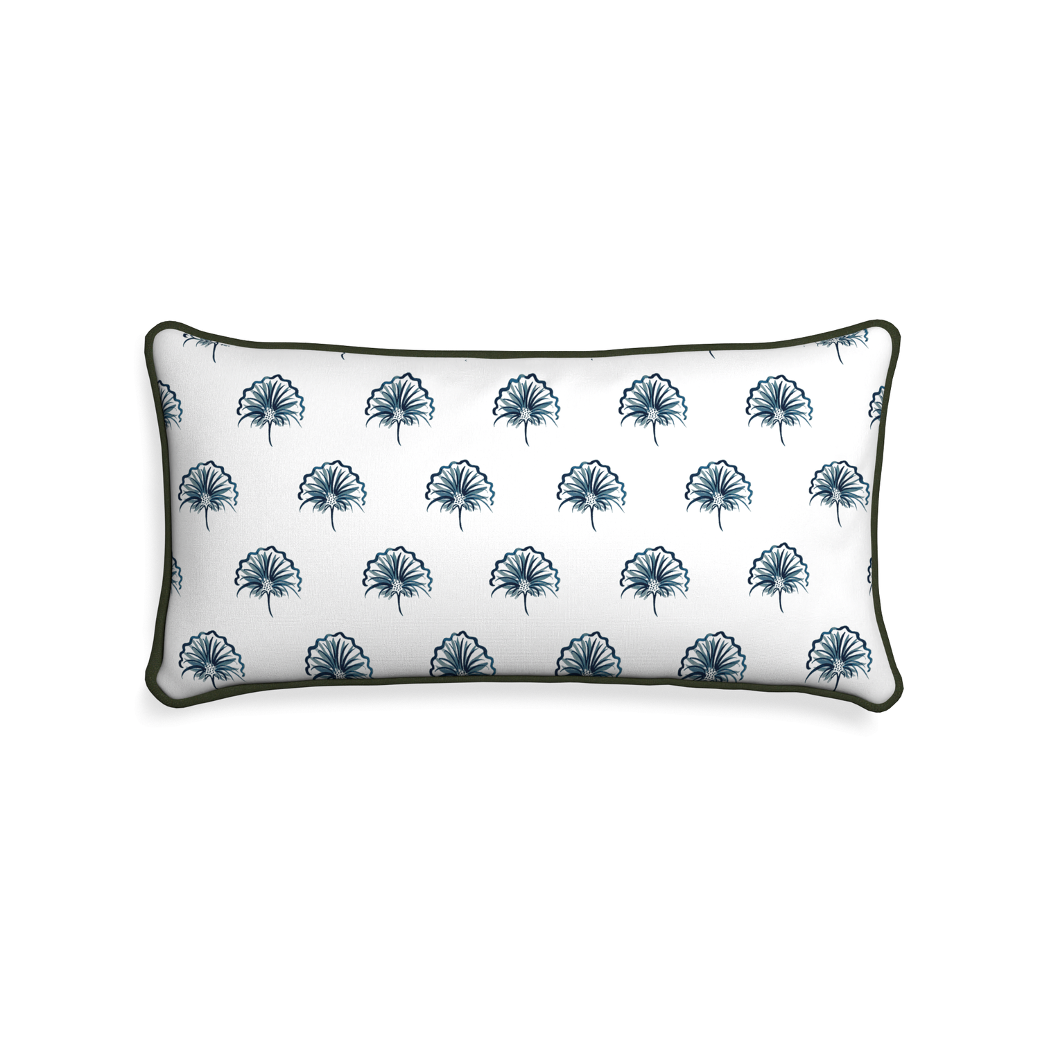 Midi-lumbar penelope midnight custom floral navypillow with f piping on white background
