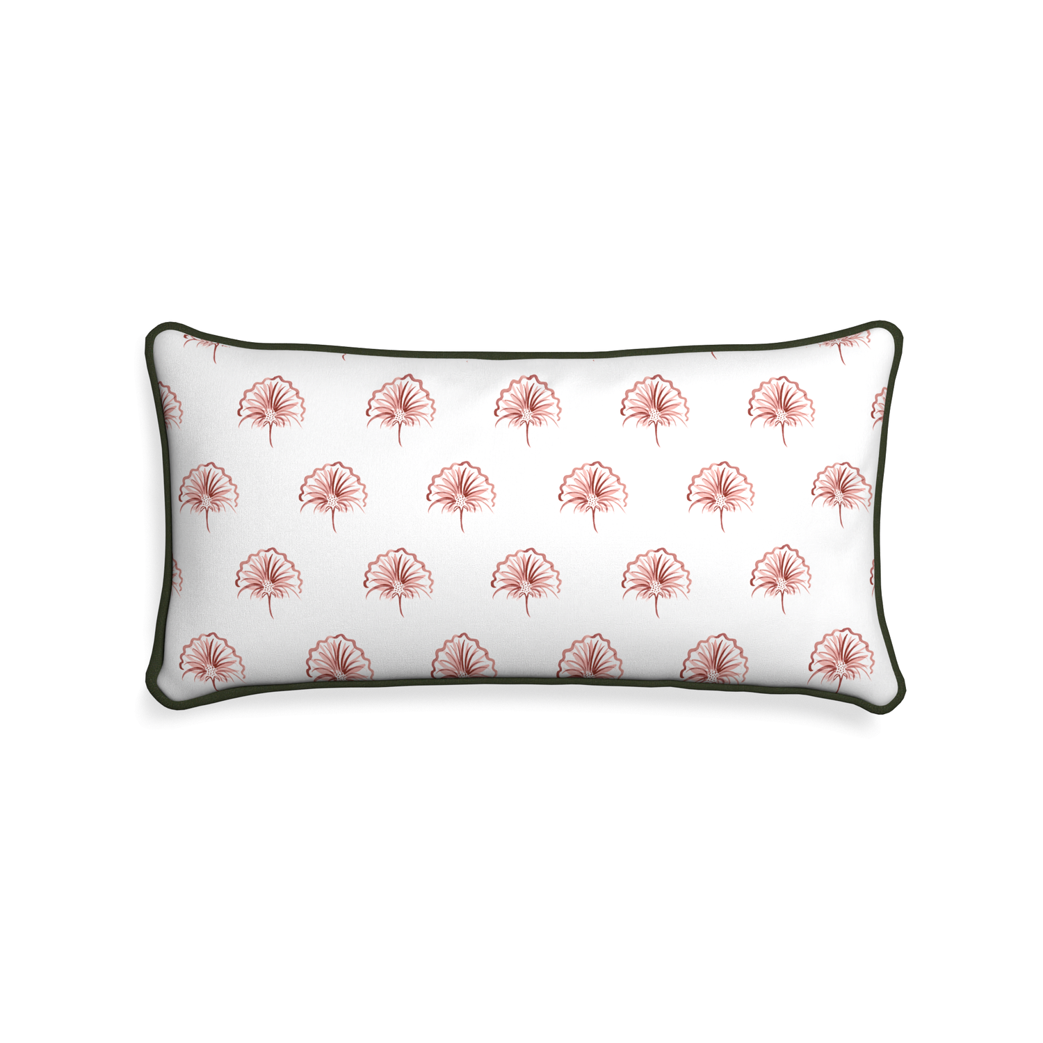 Midi-lumbar penelope rose custom floral pinkpillow with f piping on white background