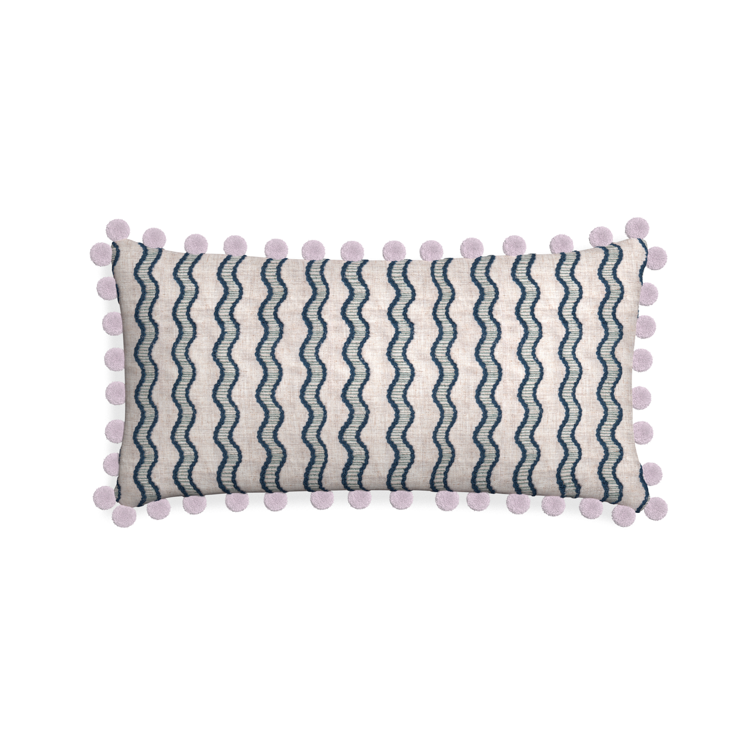 Midi-lumbar beatrice custom embroidered wavepillow with l on white background