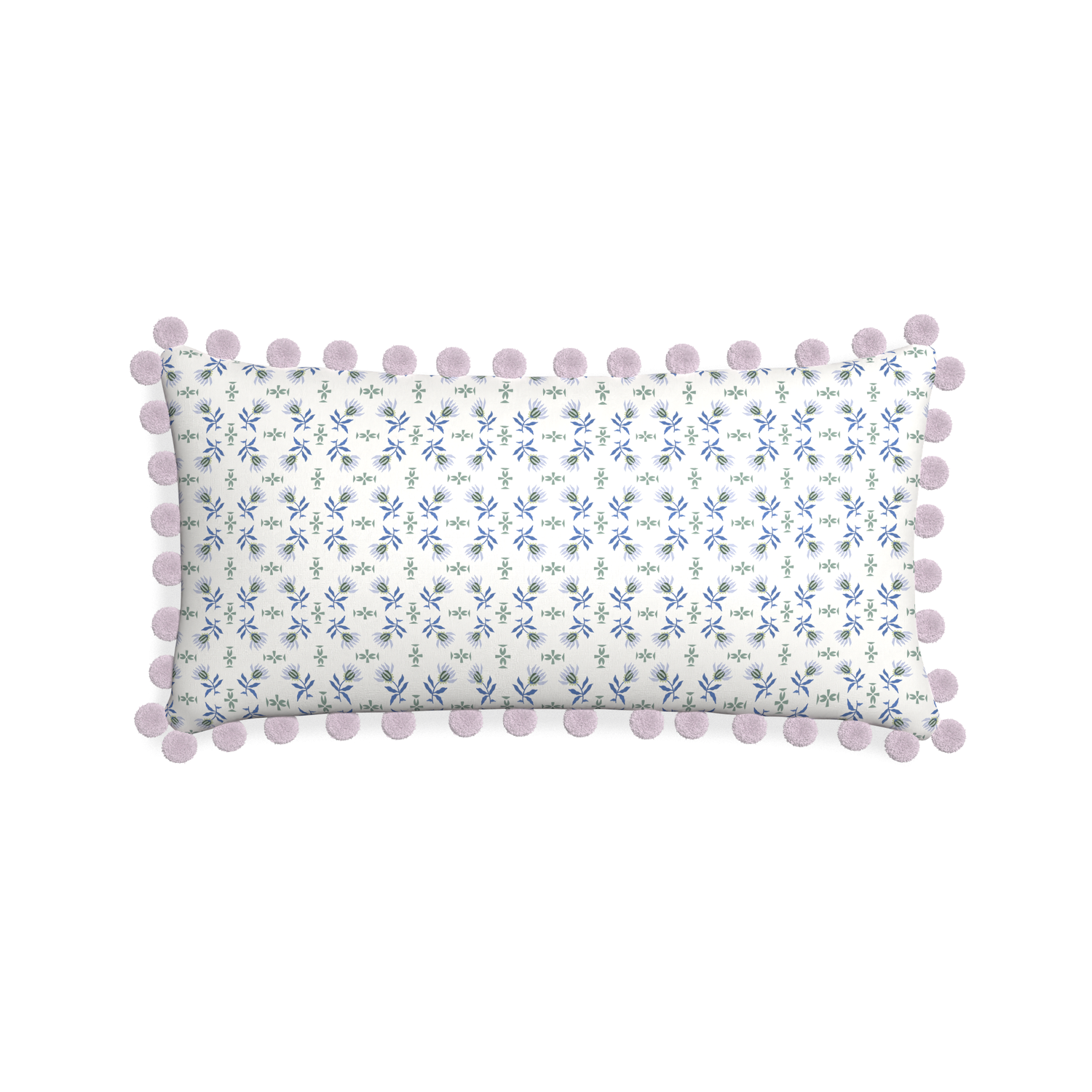 Midi-lumbar lee custom blue & green floralpillow with l on white background