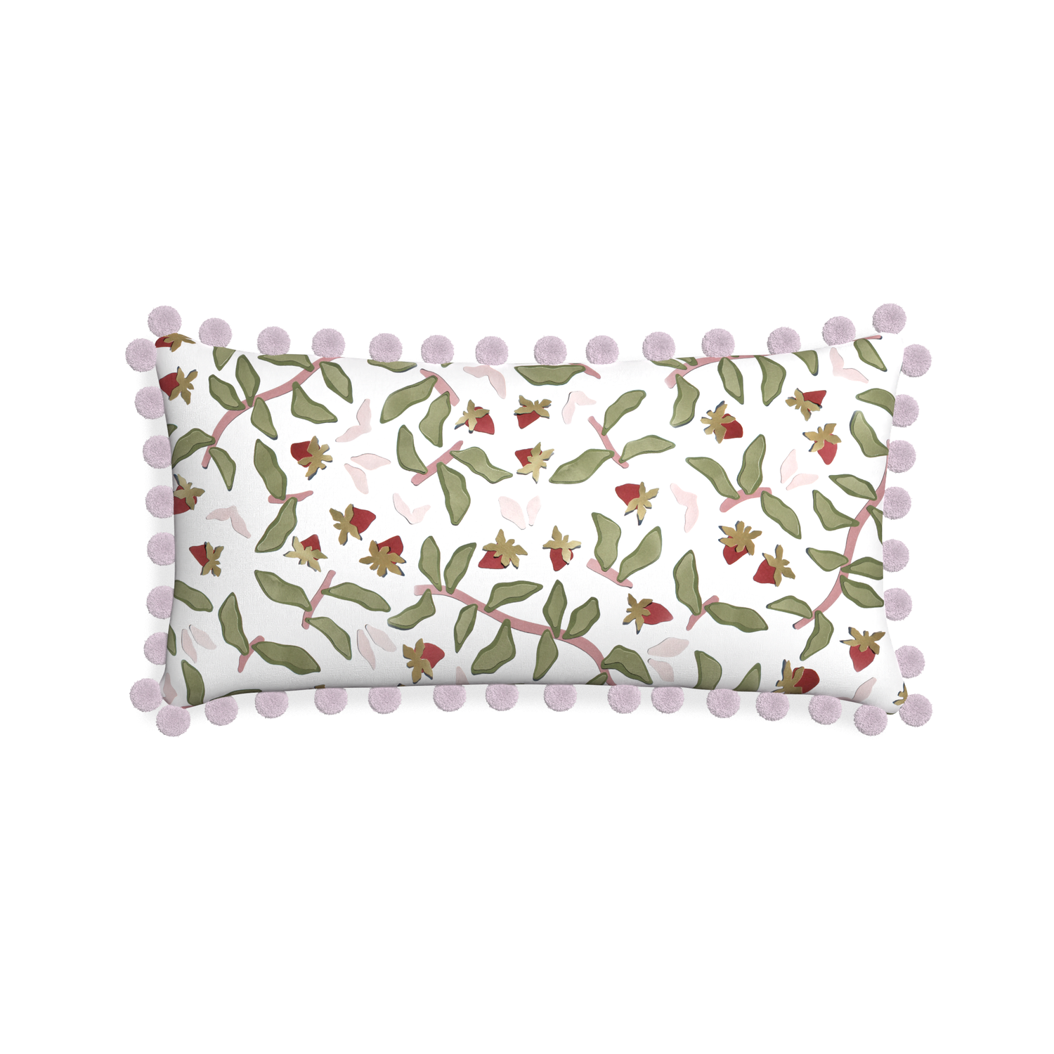 Midi-lumbar nellie custom strawberry & botanicalpillow with l on white background