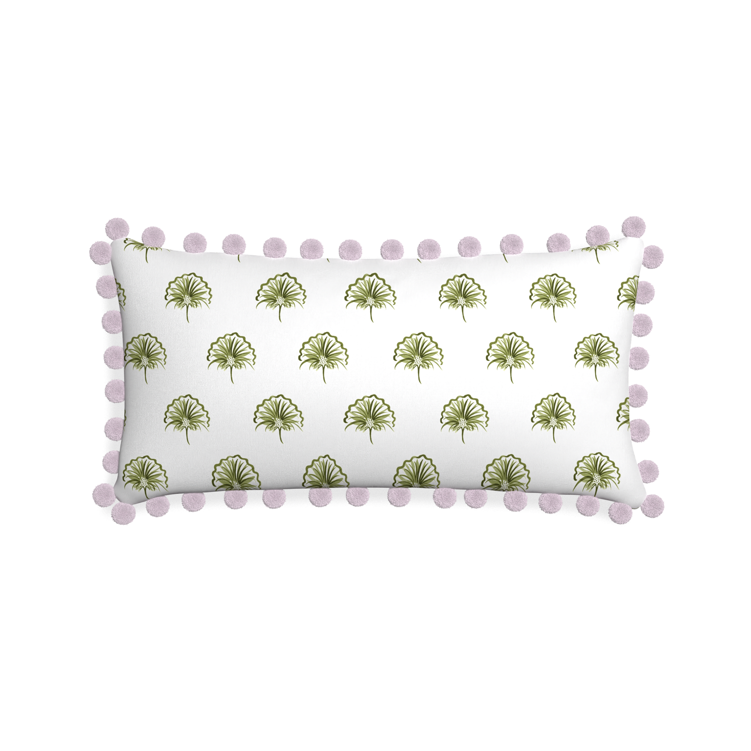 Midi-lumbar penelope moss custom green floralpillow with l on white background