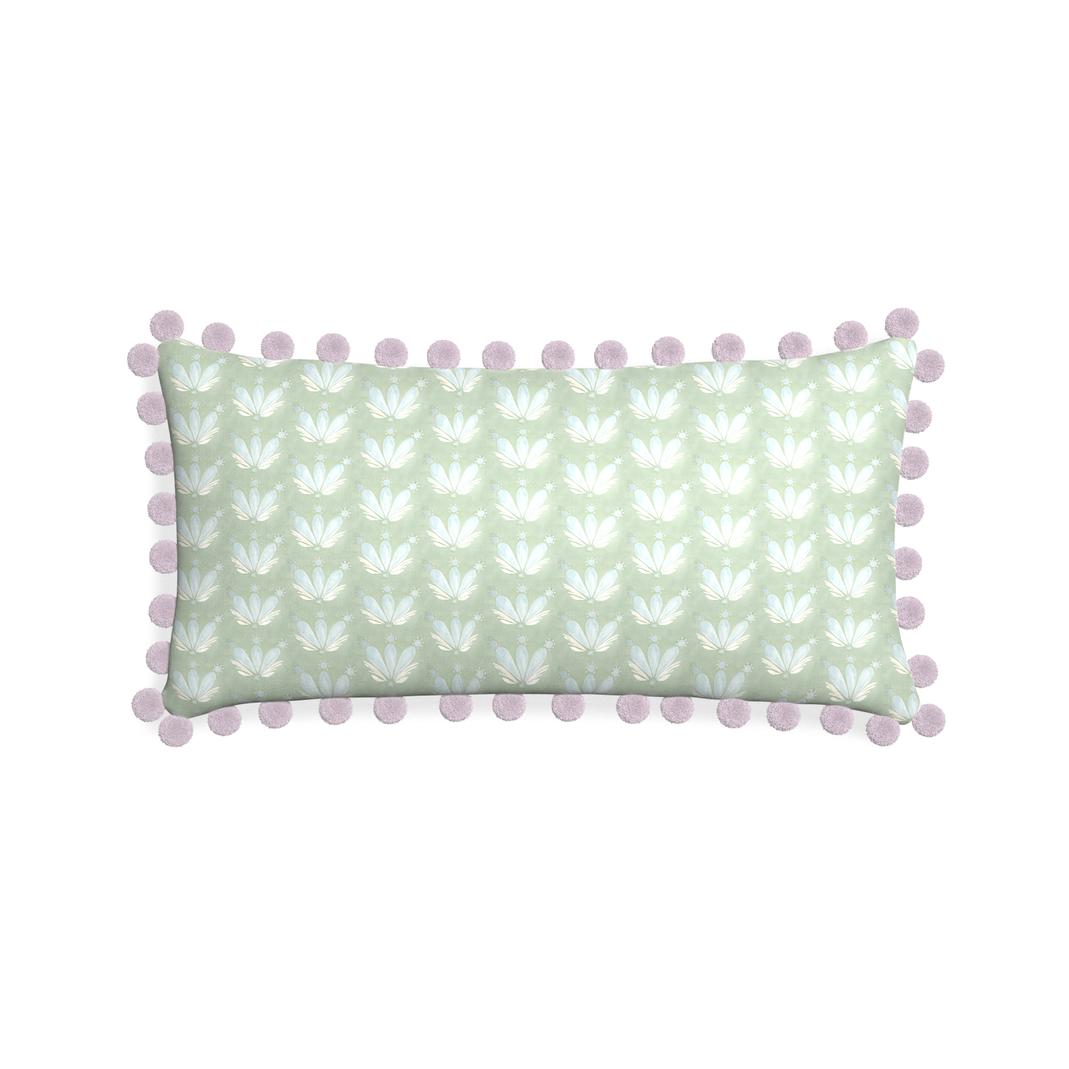 Midi-lumbar serena sea salt custom blue & green floral drop repeatpillow with l on white background