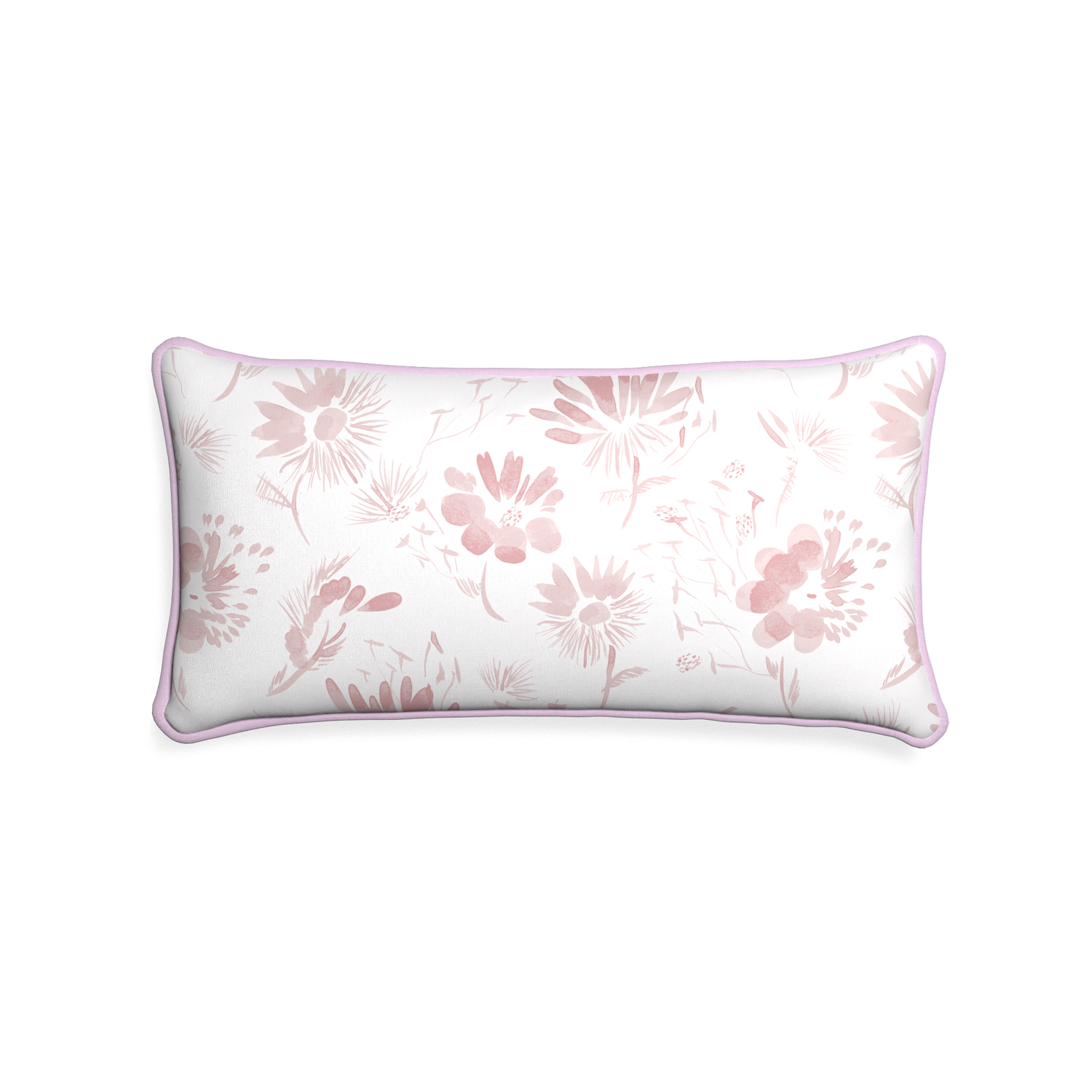 Midi-lumbar blake custom pink floralpillow with l piping on white background