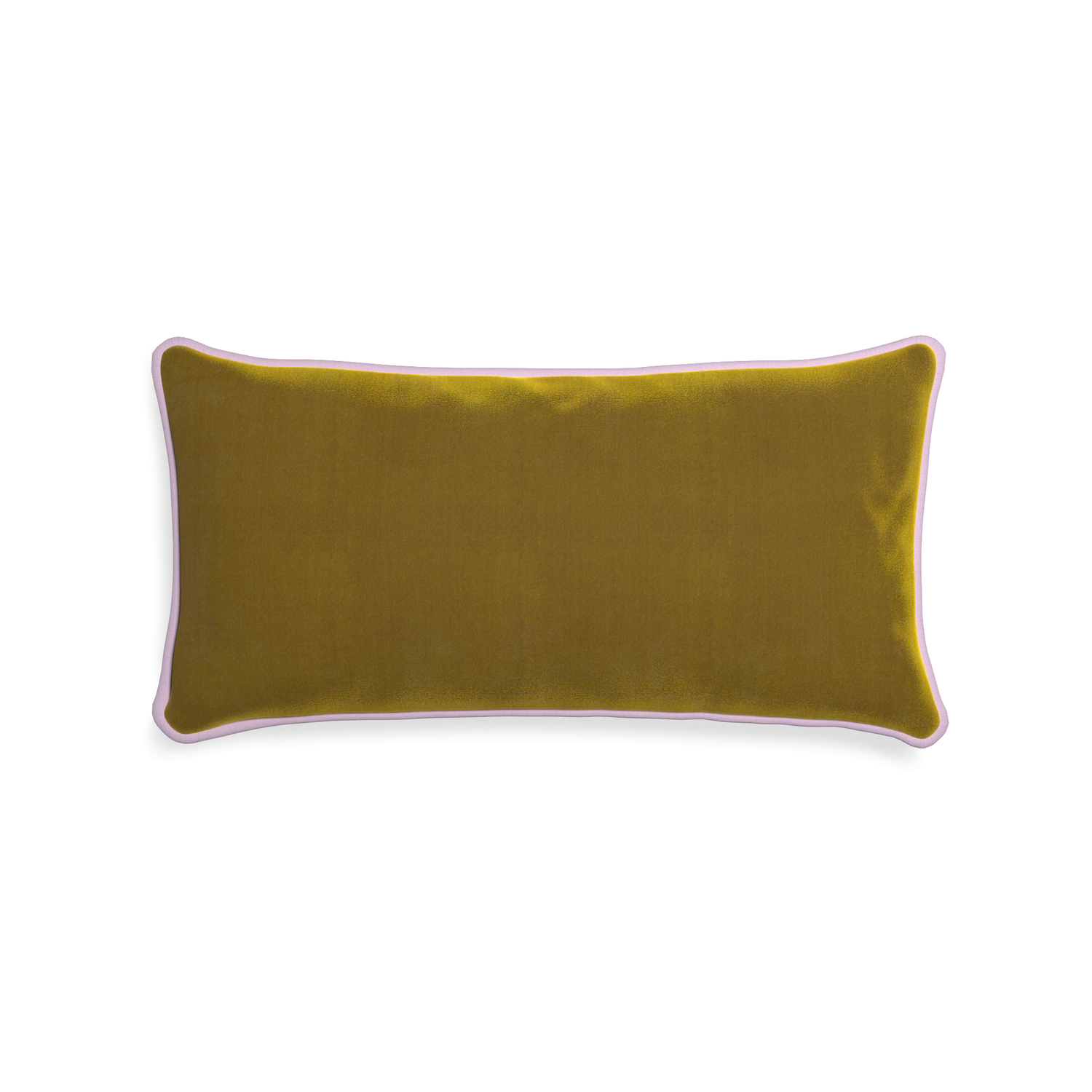 Midi-lumbar citron velvet custom gold velvetpillow with l piping on white background