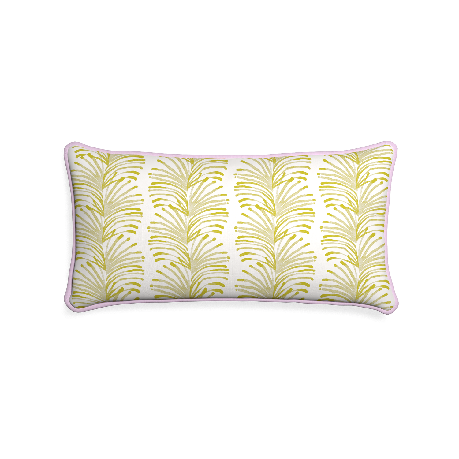 Midi-lumbar emma chartreuse custom yellow stripe chartreusepillow with l piping on white background