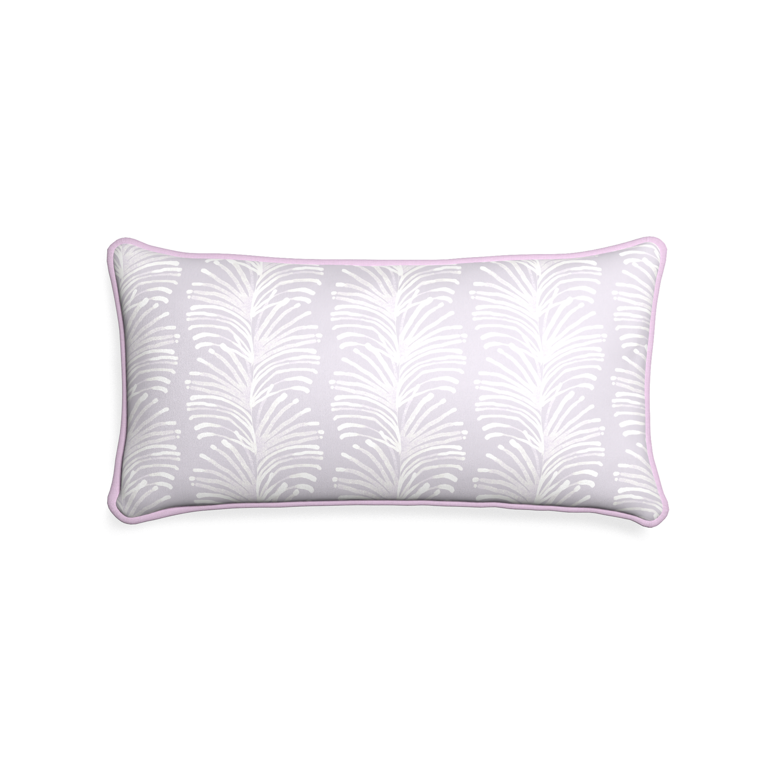 Midi-lumbar emma lavender custom lavender botanical stripepillow with l piping on white background
