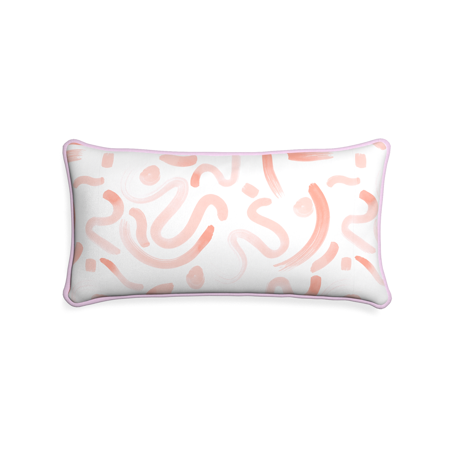 Midi-lumbar hockney pink custom pink graphicpillow with l piping on white background