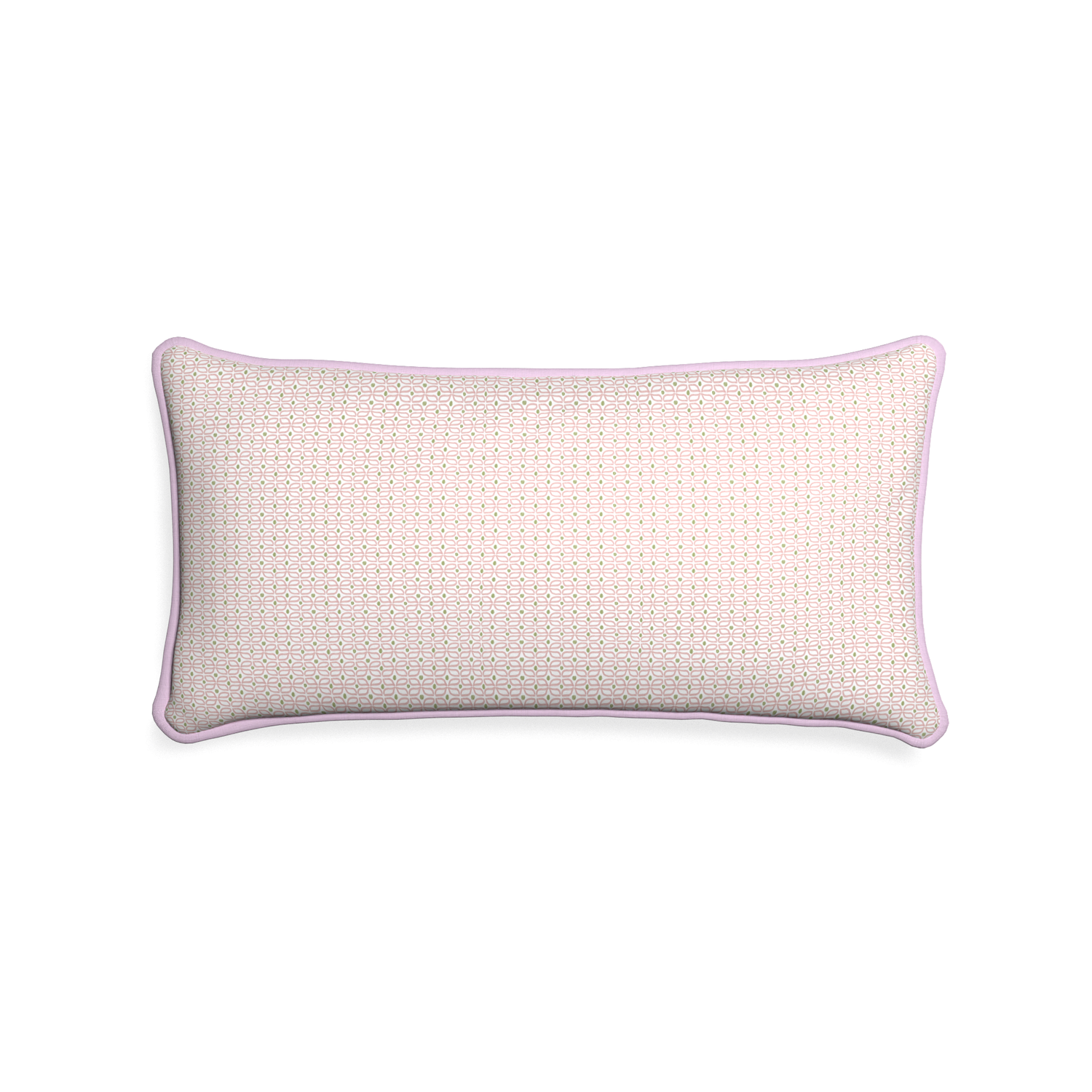 Midi-lumbar loomi pink custom pink geometricpillow with l piping on white background