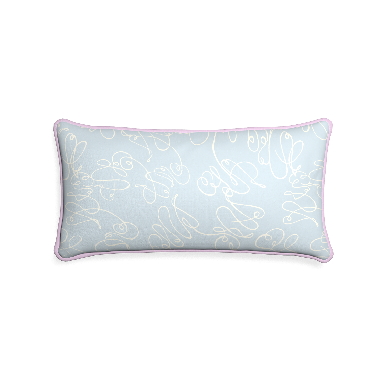 Midi-lumbar mirabella custom powder blue abstractpillow with l piping on white background