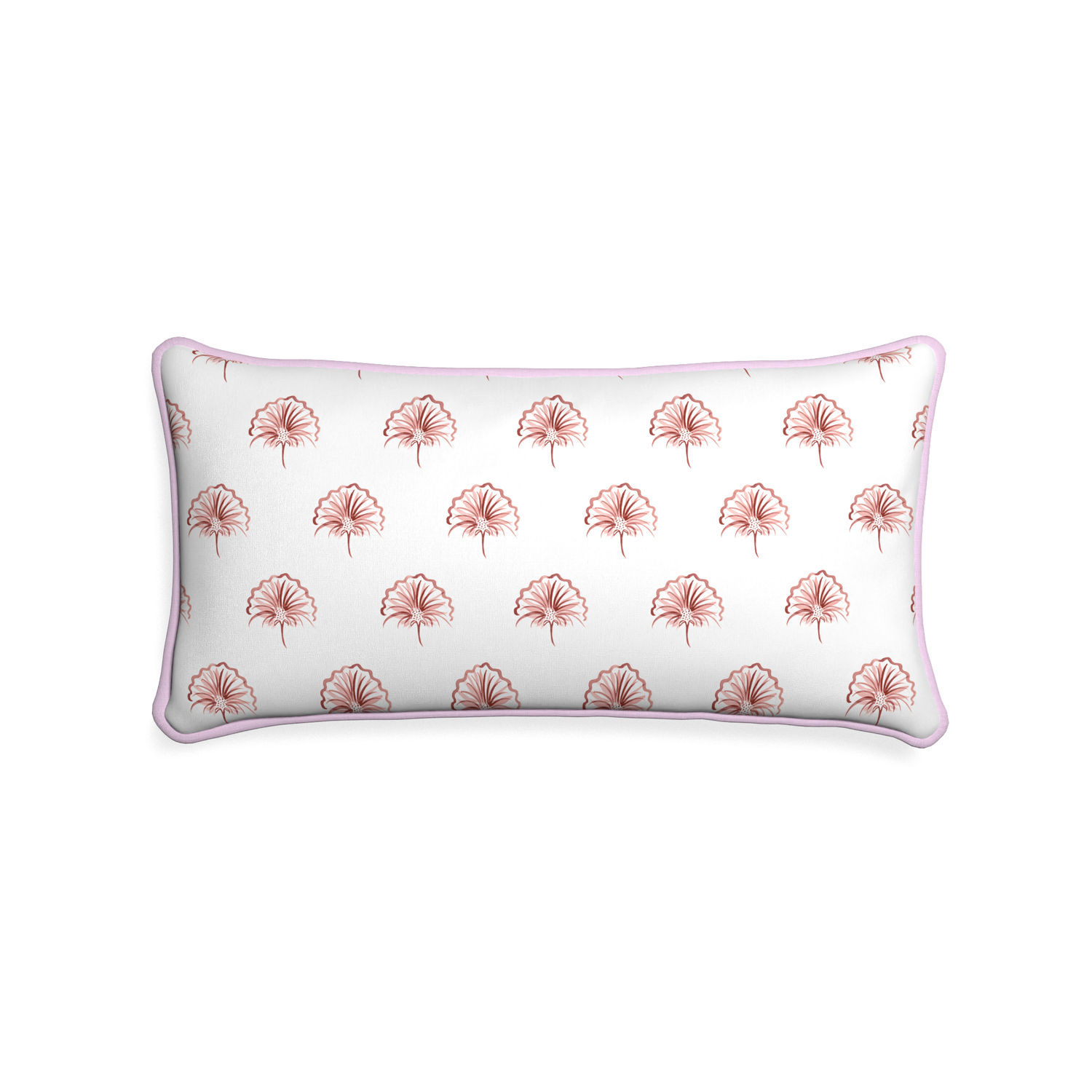Midi-lumbar penelope rose custom floral pinkpillow with l piping on white background