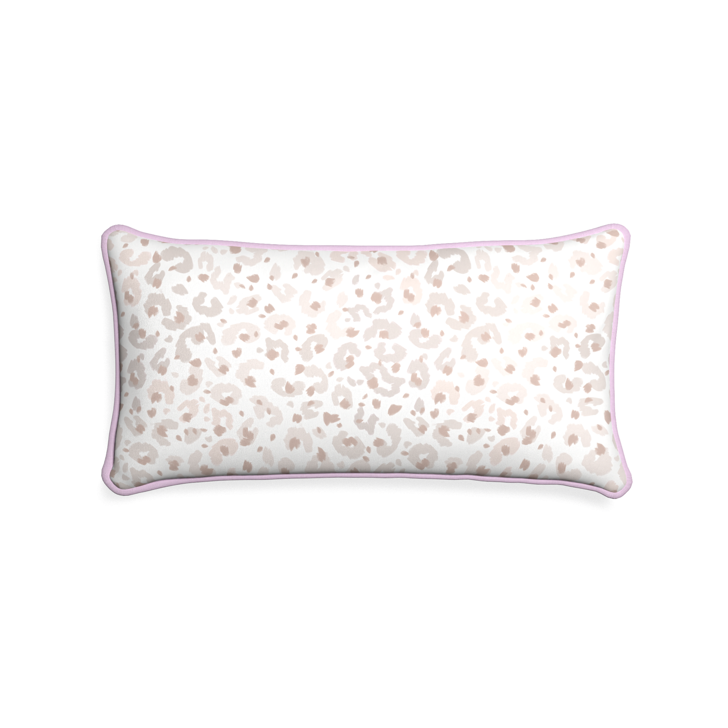 Midi-lumbar rosie custom beige animal printpillow with l piping on white background