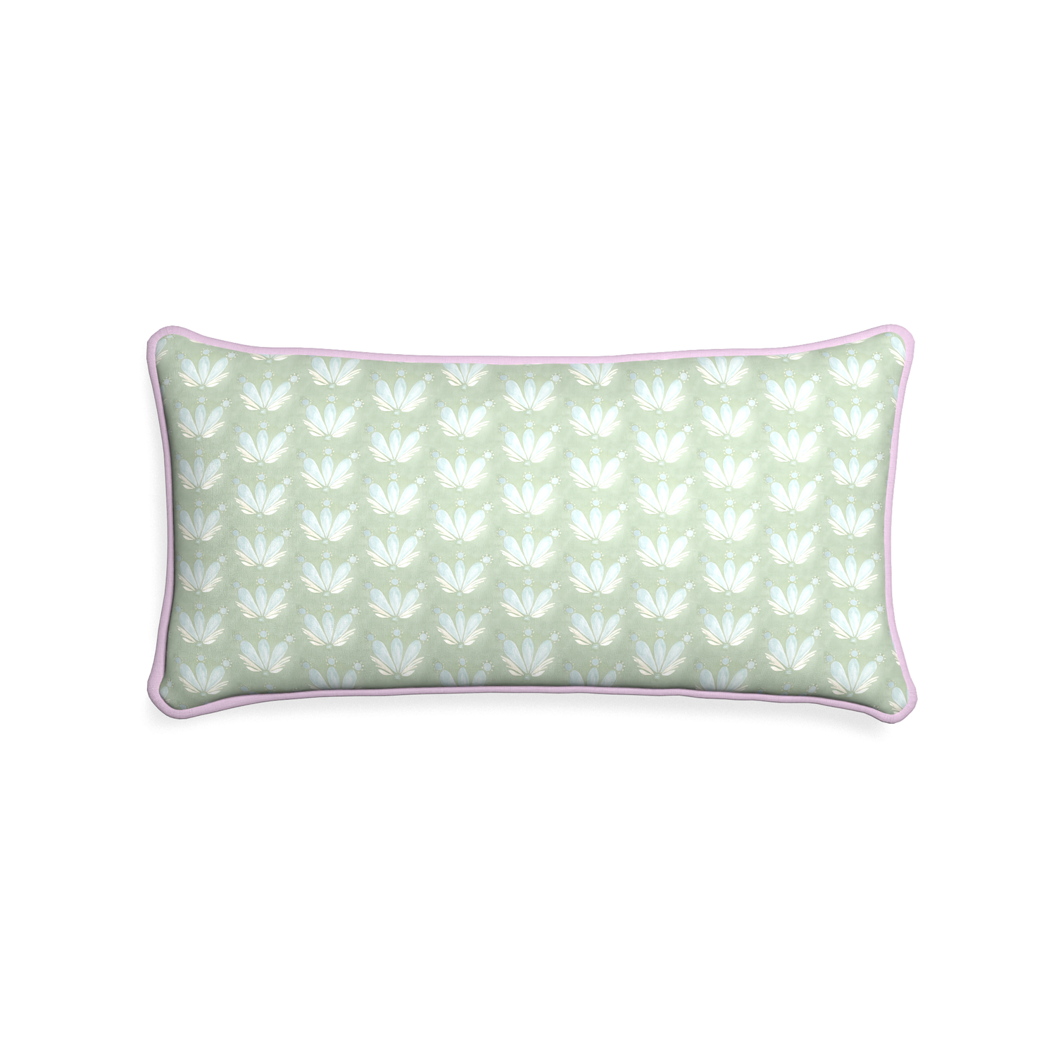 Midi-lumbar serena sea salt custom blue & green floral drop repeatpillow with l piping on white background