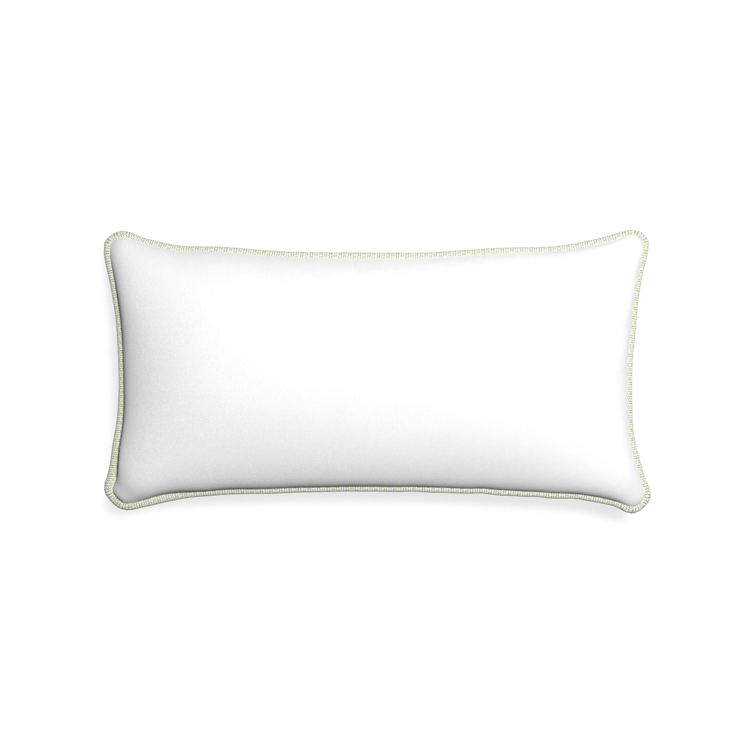 Midi-lumbar snow custom white cottonpillow with l piping on white background