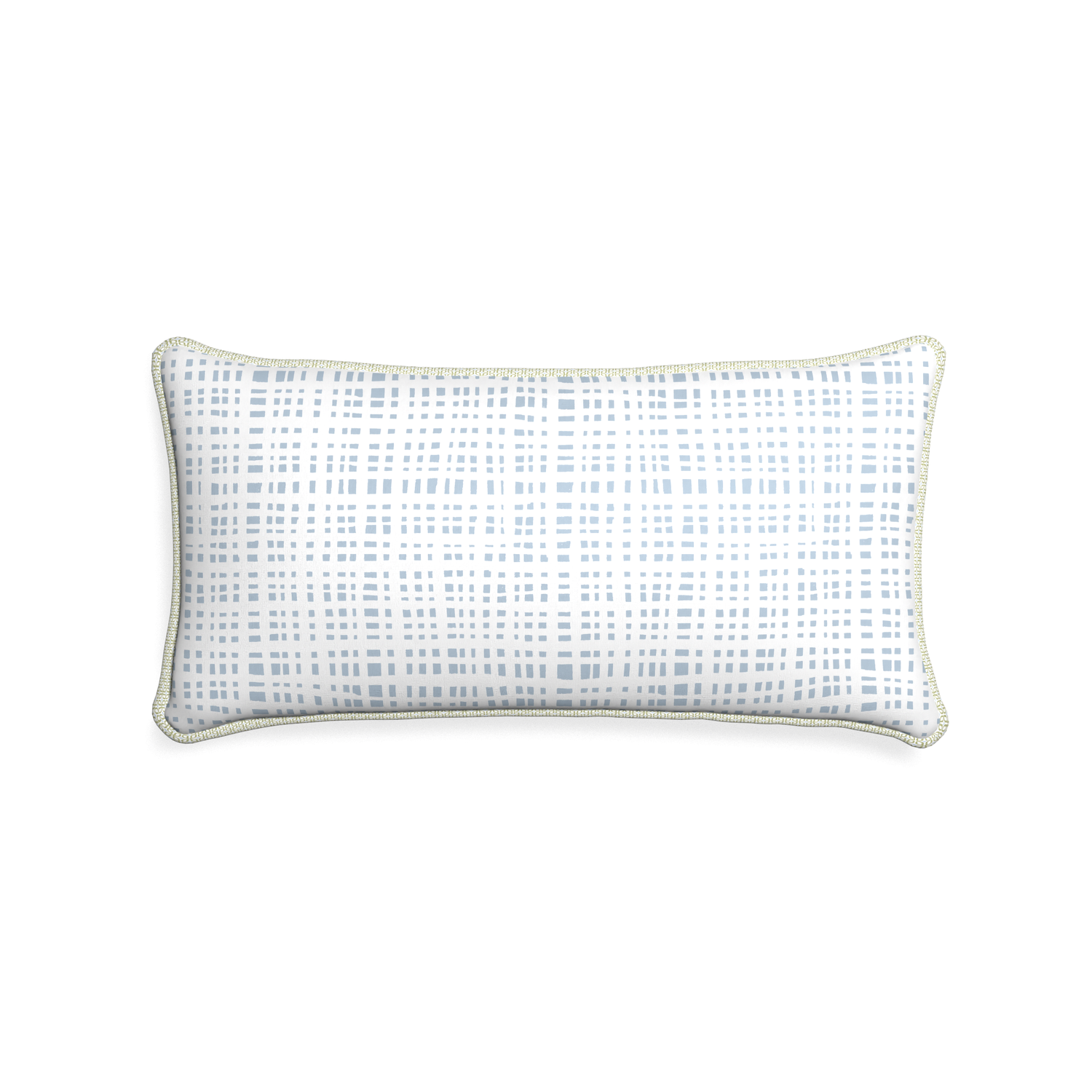 Midi-lumbar ginger custom plaid sky bluepillow with l piping on white background